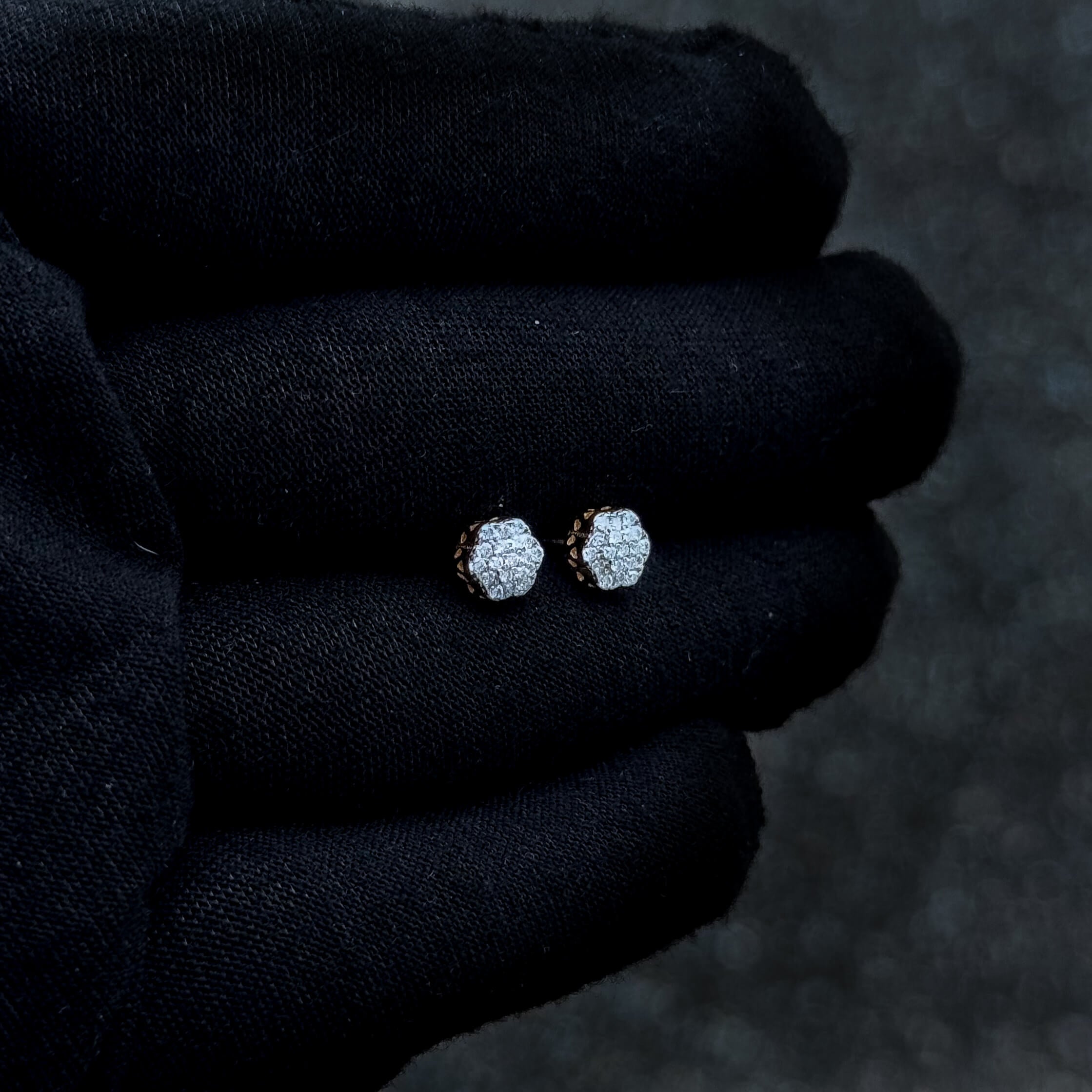 6mm Floral Moissanite Cluster Earrings, 0.2ct Diamond Studs in Sterling Silver