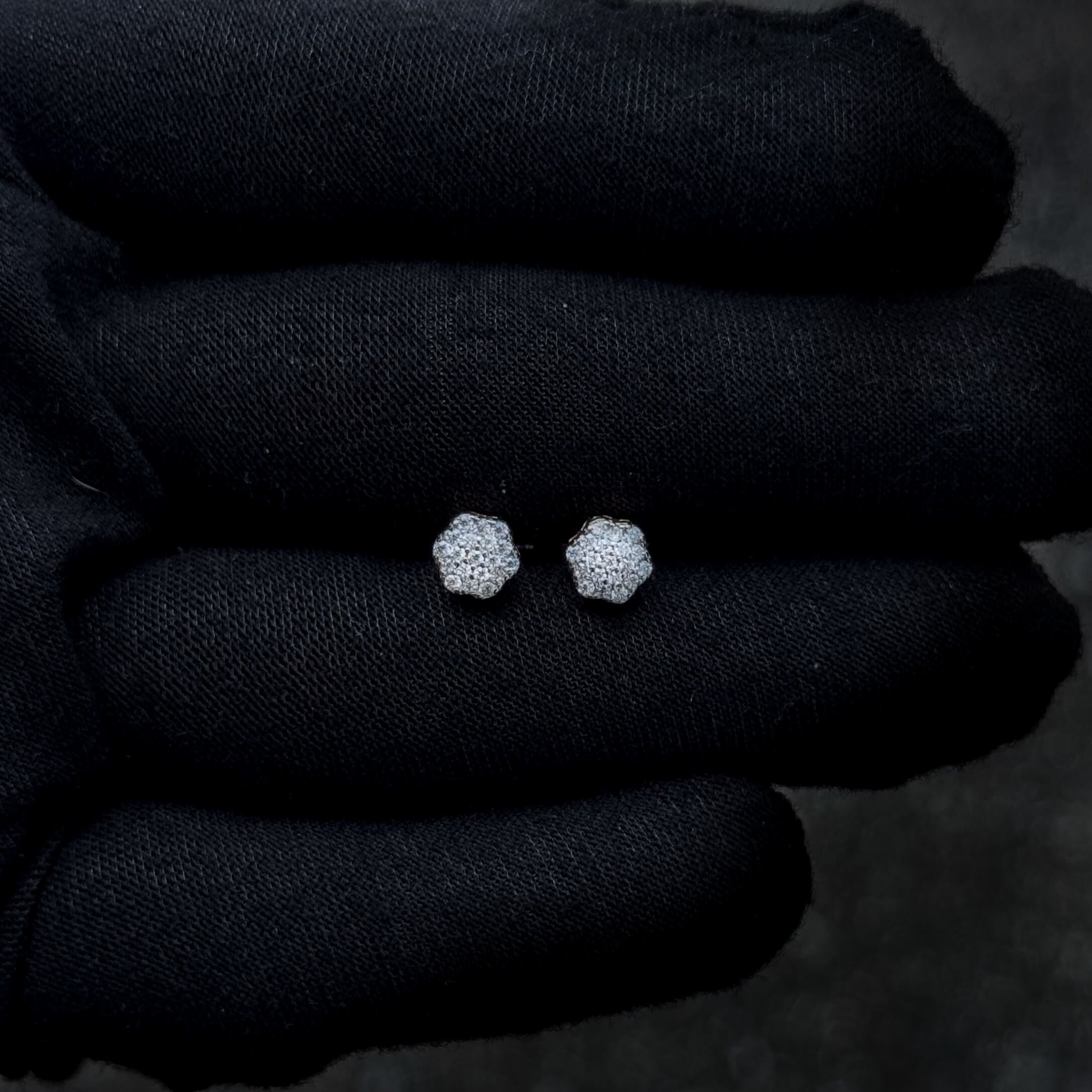 6mm Floral Moissanite Cluster Earrings, 0.2ct Diamond Studs in Sterling Silver