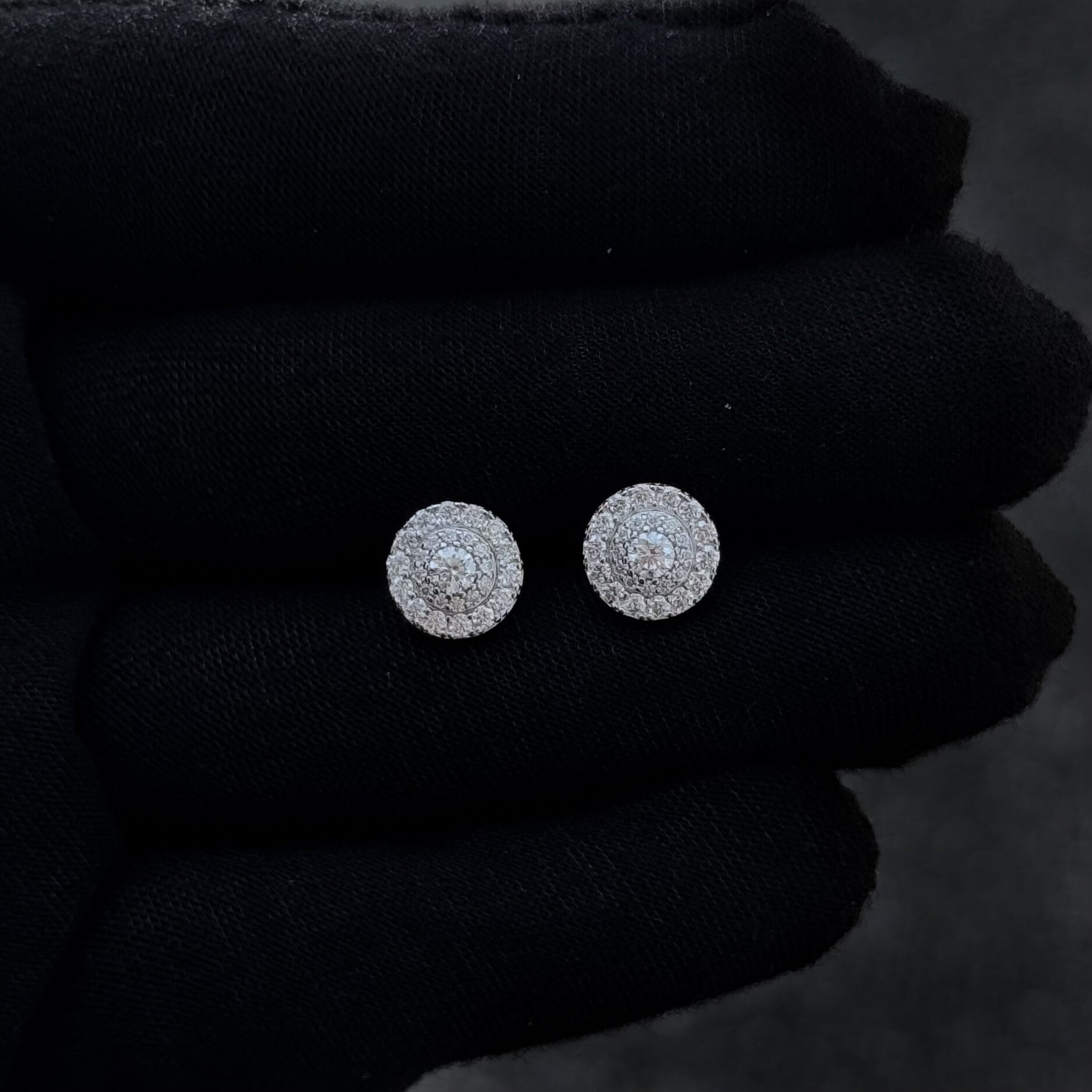 9mm Round Moissanite Cluster Earrings, 0.67ct Diamond Studs in Sterling Silver