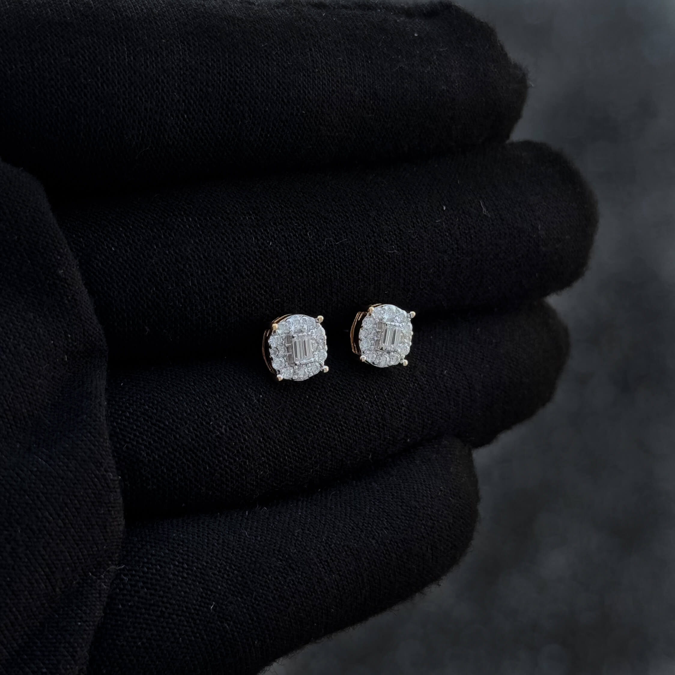 7mm Round Moissanite Cluster Earrings, 0.37ct Diamond Studs in Sterling Silver