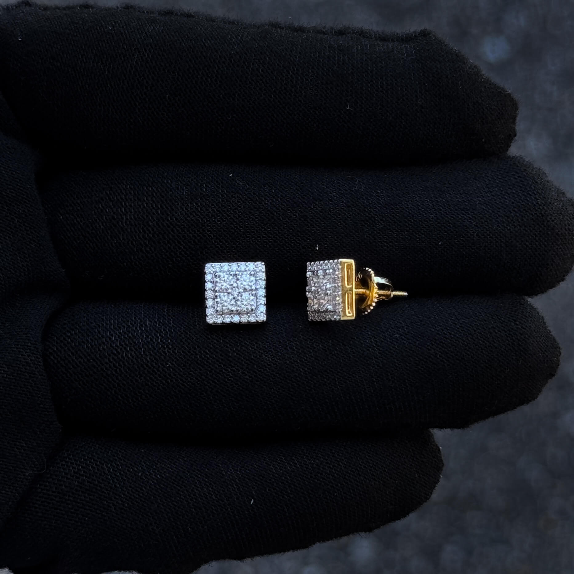 8mm Moissanite Cluster Earrings, 0.65ct Diamond Studs in Sterling Silver