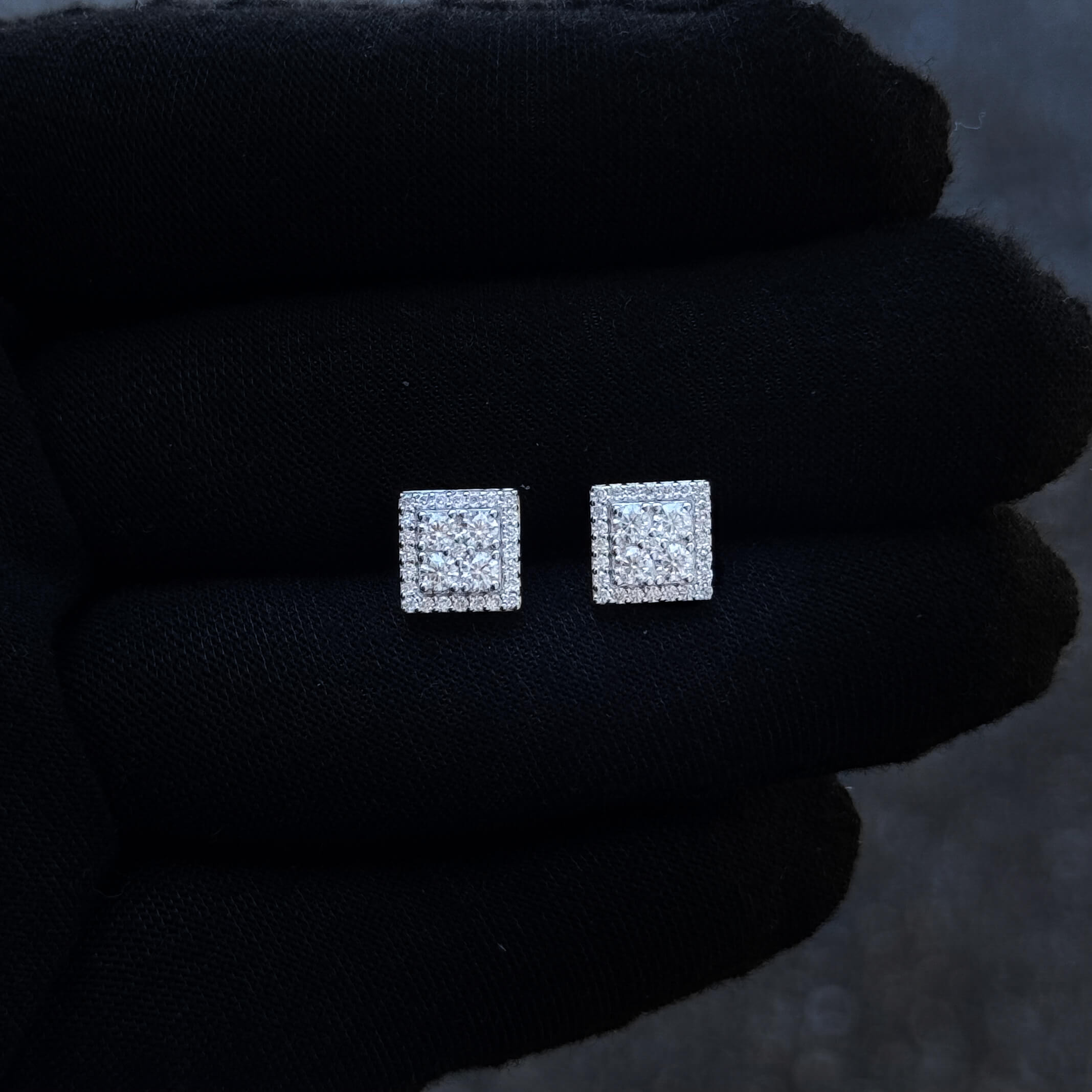8mm Moissanite Cluster Earrings, 0.65ct Diamond Studs in Sterling Silver