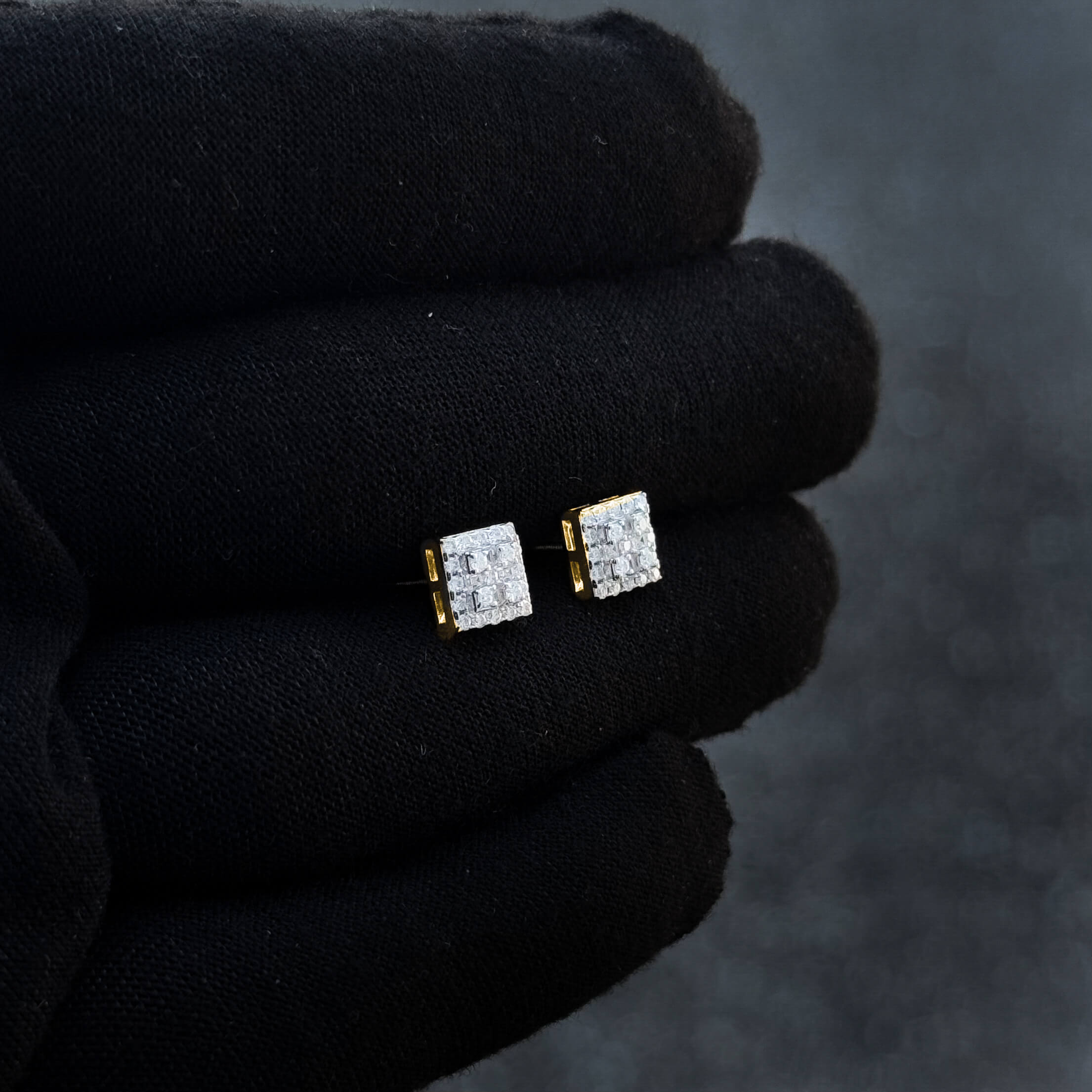 7mm Moissanite Cluster Earrings, 0.37ct Diamond Studs in Sterling Silver