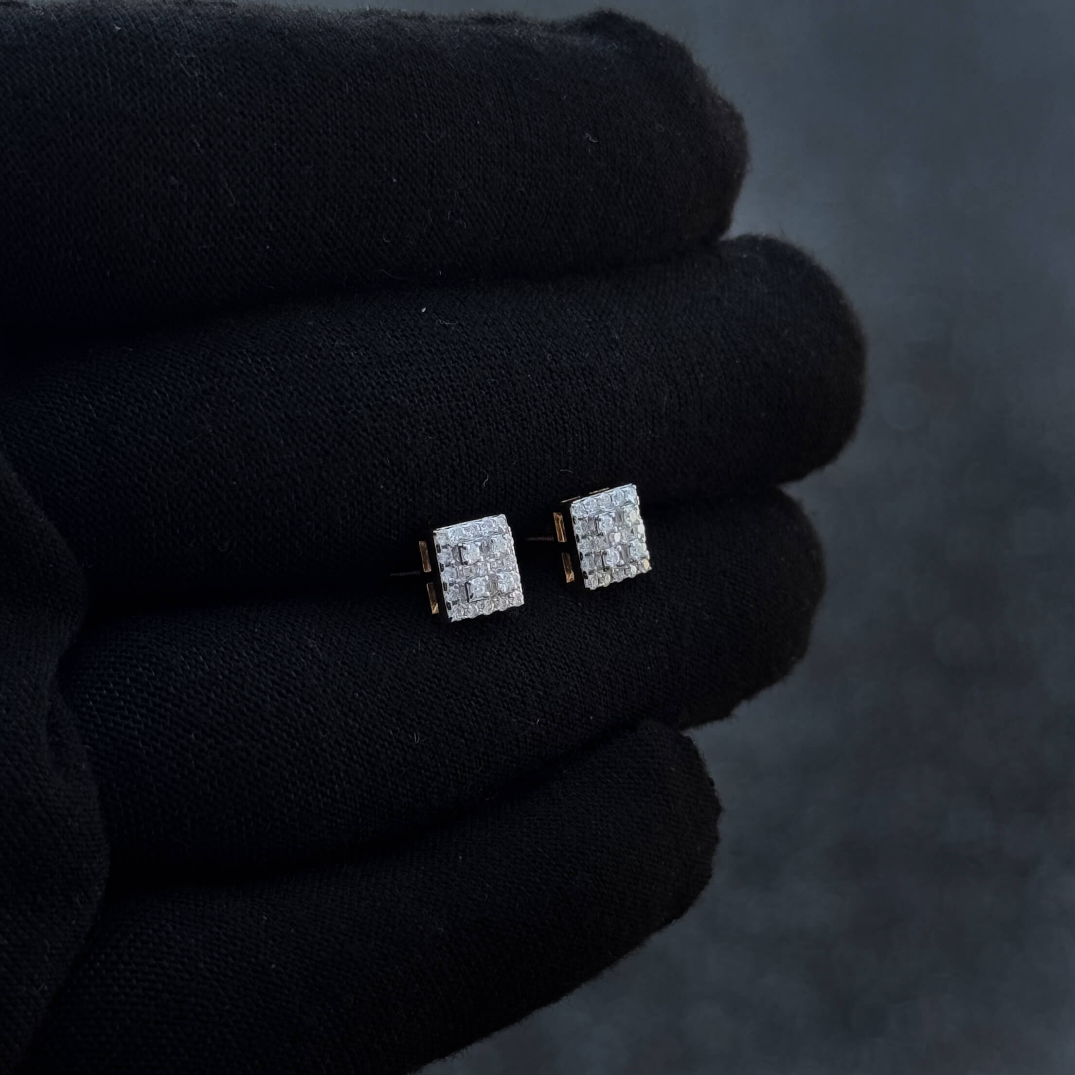 7mm Moissanite Cluster Earrings, 0.37ct Diamond Studs in Sterling Silver