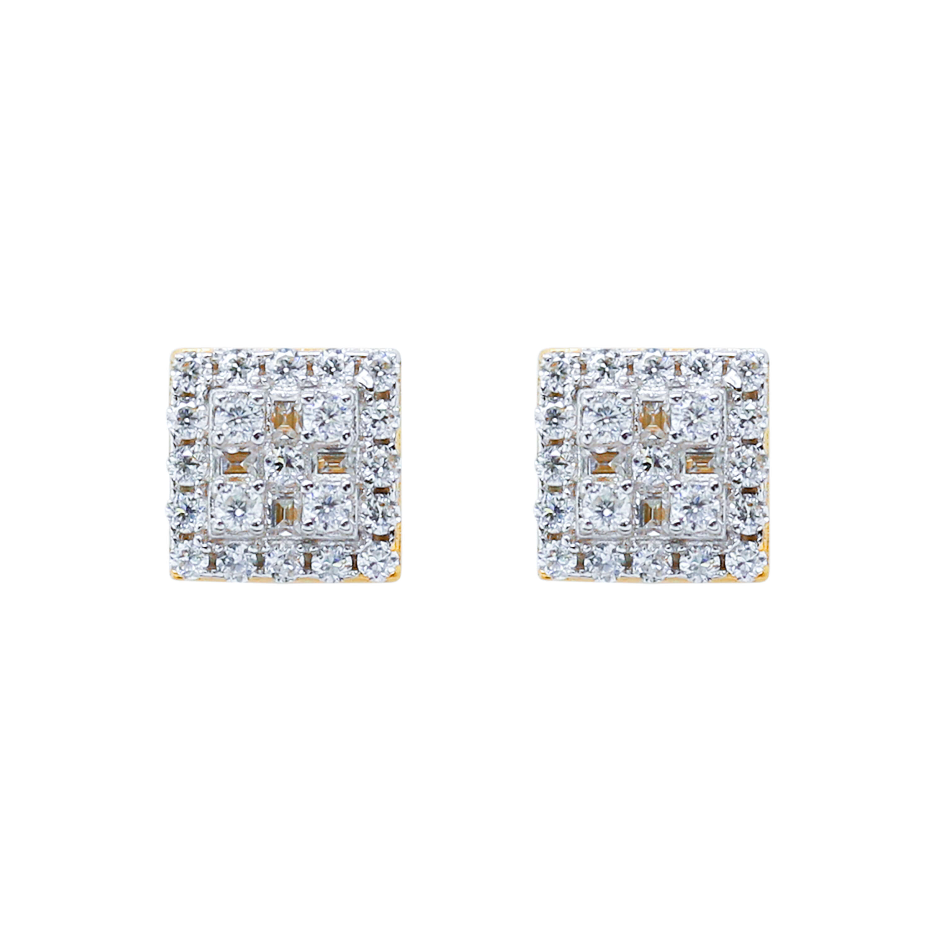 7mm Moissanite Cluster Earrings, 0.37ct Diamond Studs in Sterling Silver