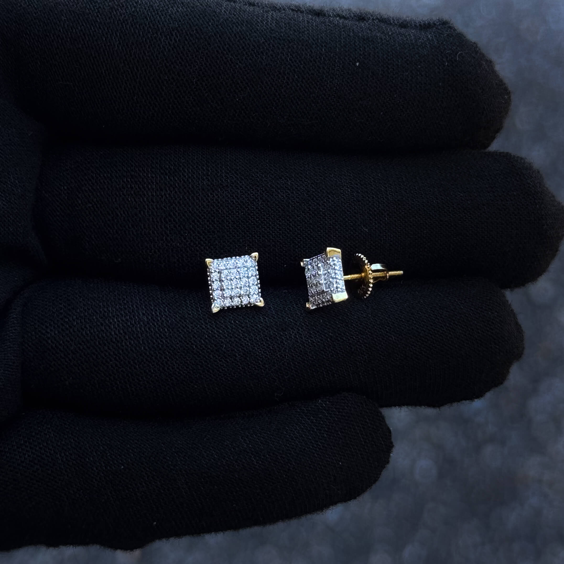 7mm Moissanite Cluster Earrings, 0.46ct Diamond Studs in Sterling Silver