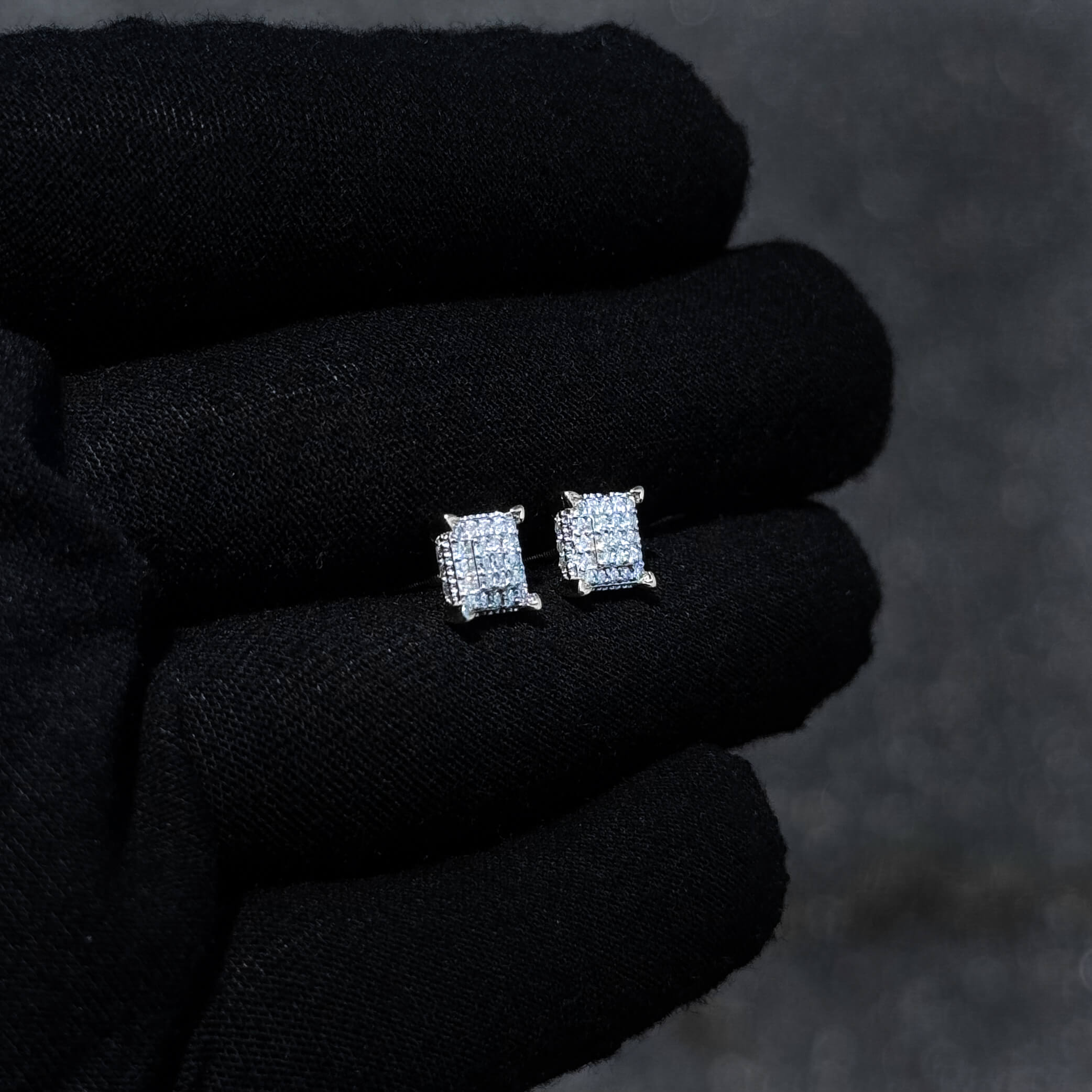 7mm Moissanite Cluster Earrings, 0.46ct Diamond Studs in Sterling Silver