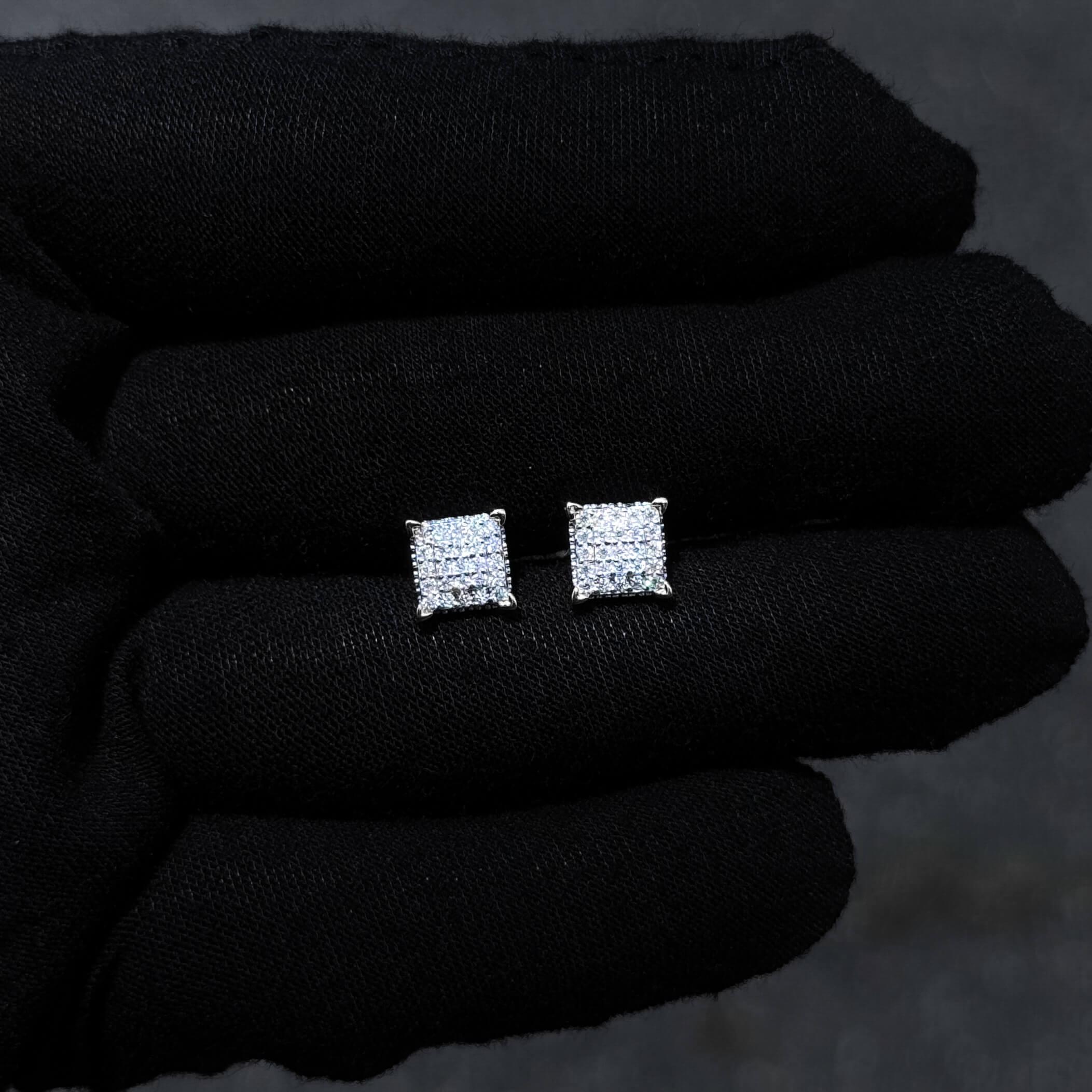 7mm Moissanite Cluster Earrings, 0.46ct Diamond Studs in Sterling Silver