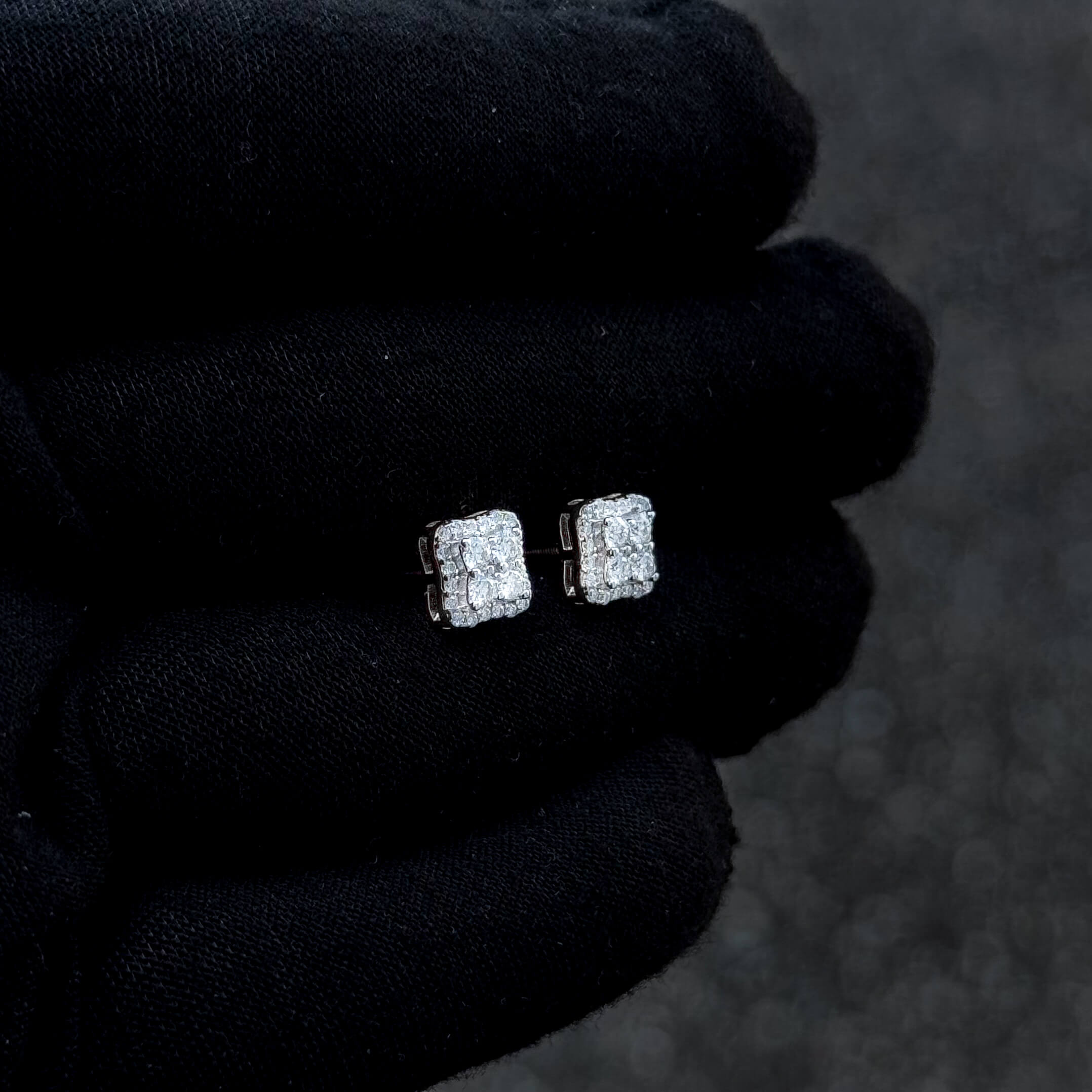 7mm Moissanite Cluster Earrings, 0.59ct Diamond Studs in Sterling Silver