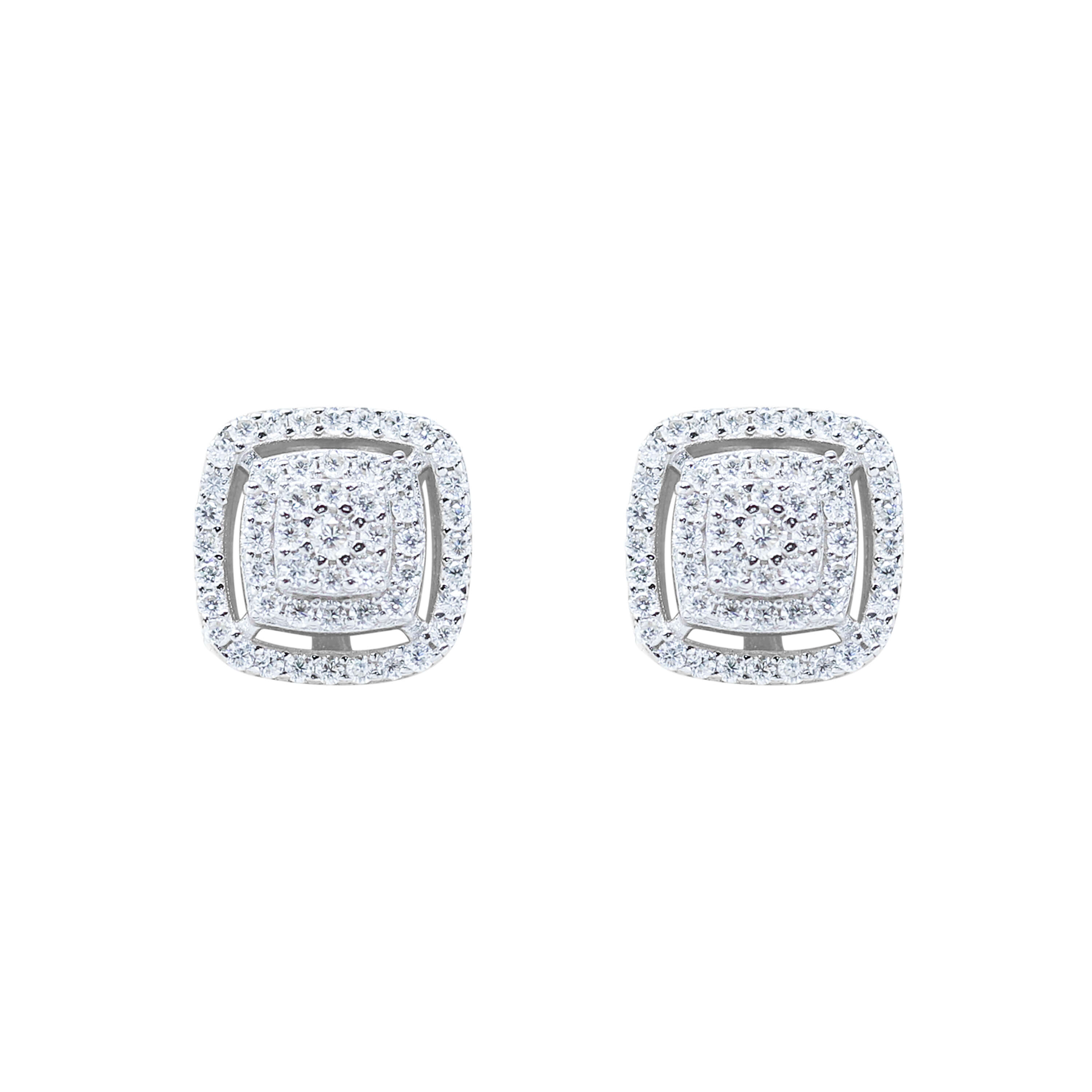 10mm Moissanite Cluster Earrings, 0.66ct Diamond Studs in Sterling Silver
