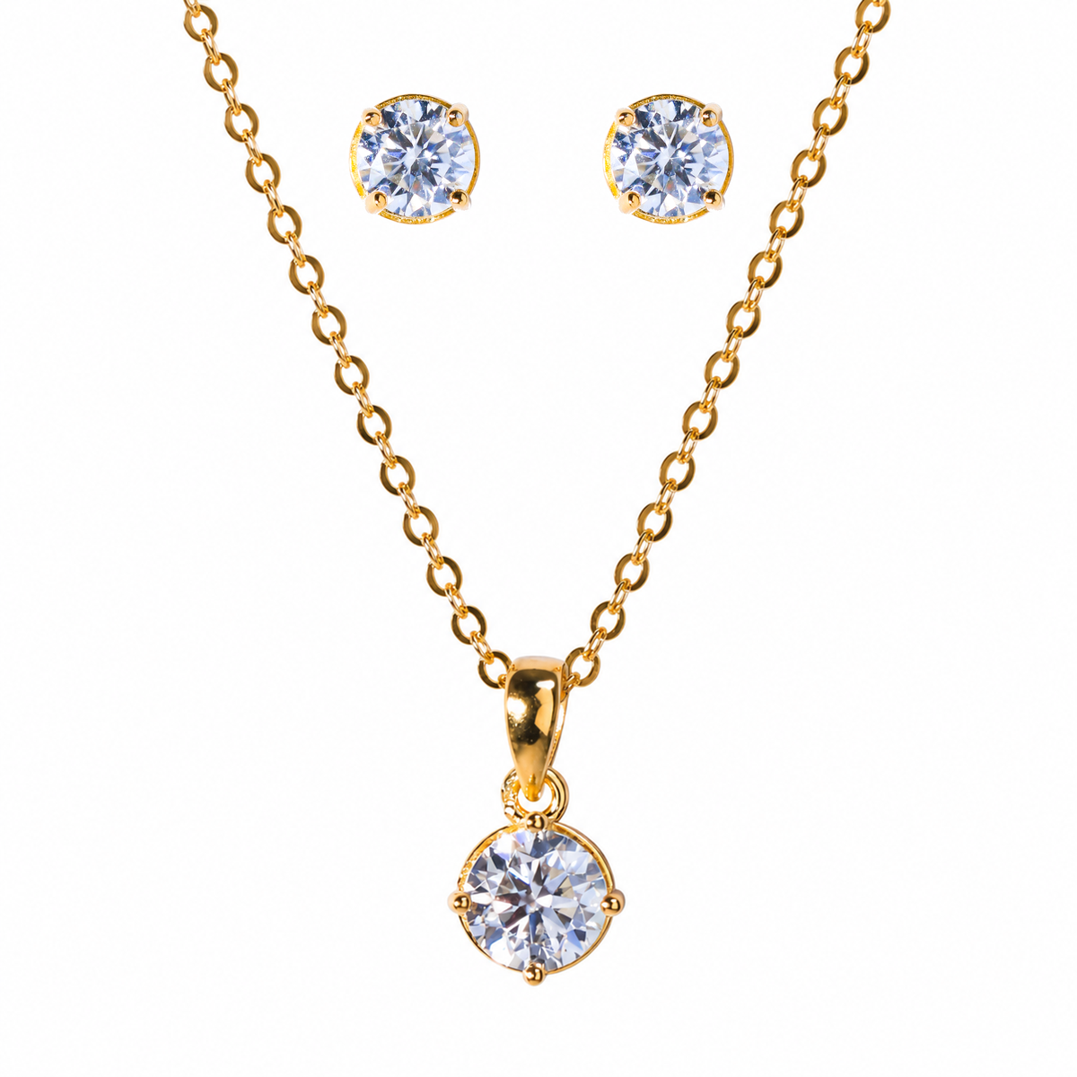 5mm Moissanite Earrings with Matching 45cm Chain in Premium Sterling Silver