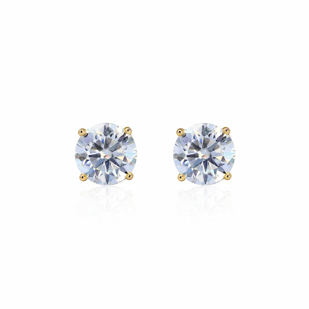 7mm Moissanite Solitaire Earrings, 2.4ct Diamond Studs in Sterling Silver