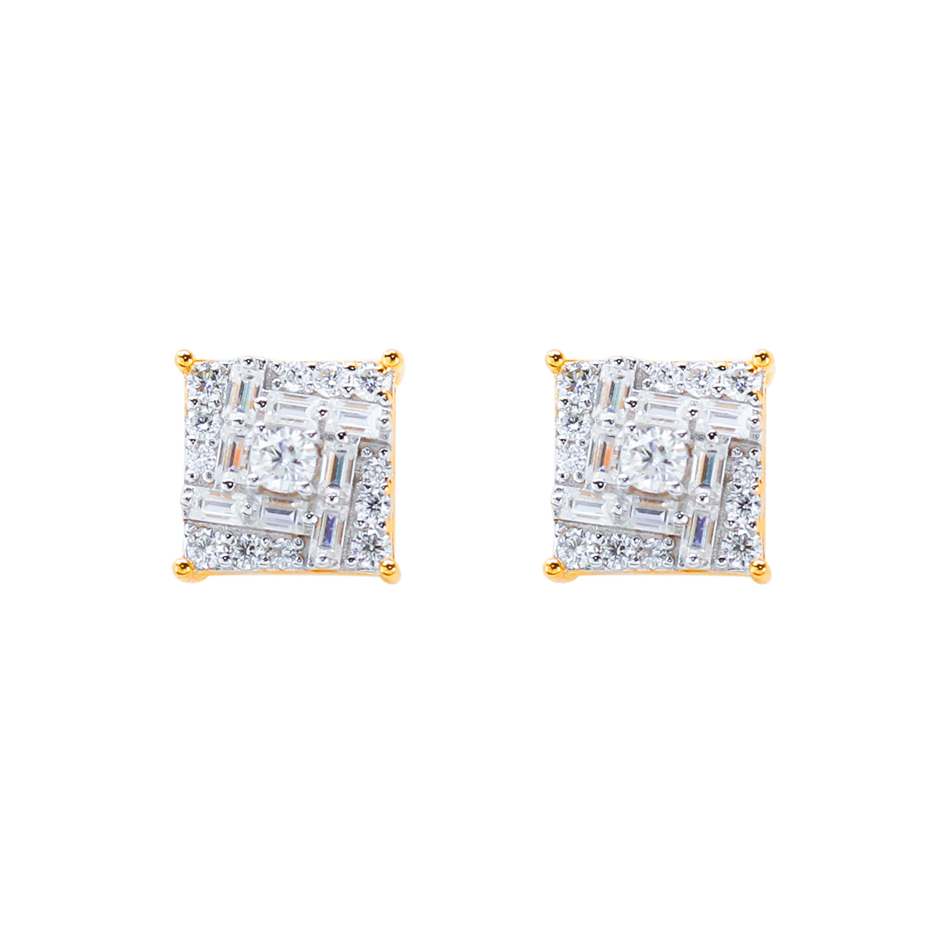 9mm Square Moissanite Cluster Earrings, 0.69ct Diamond Studs in Sterling Silver