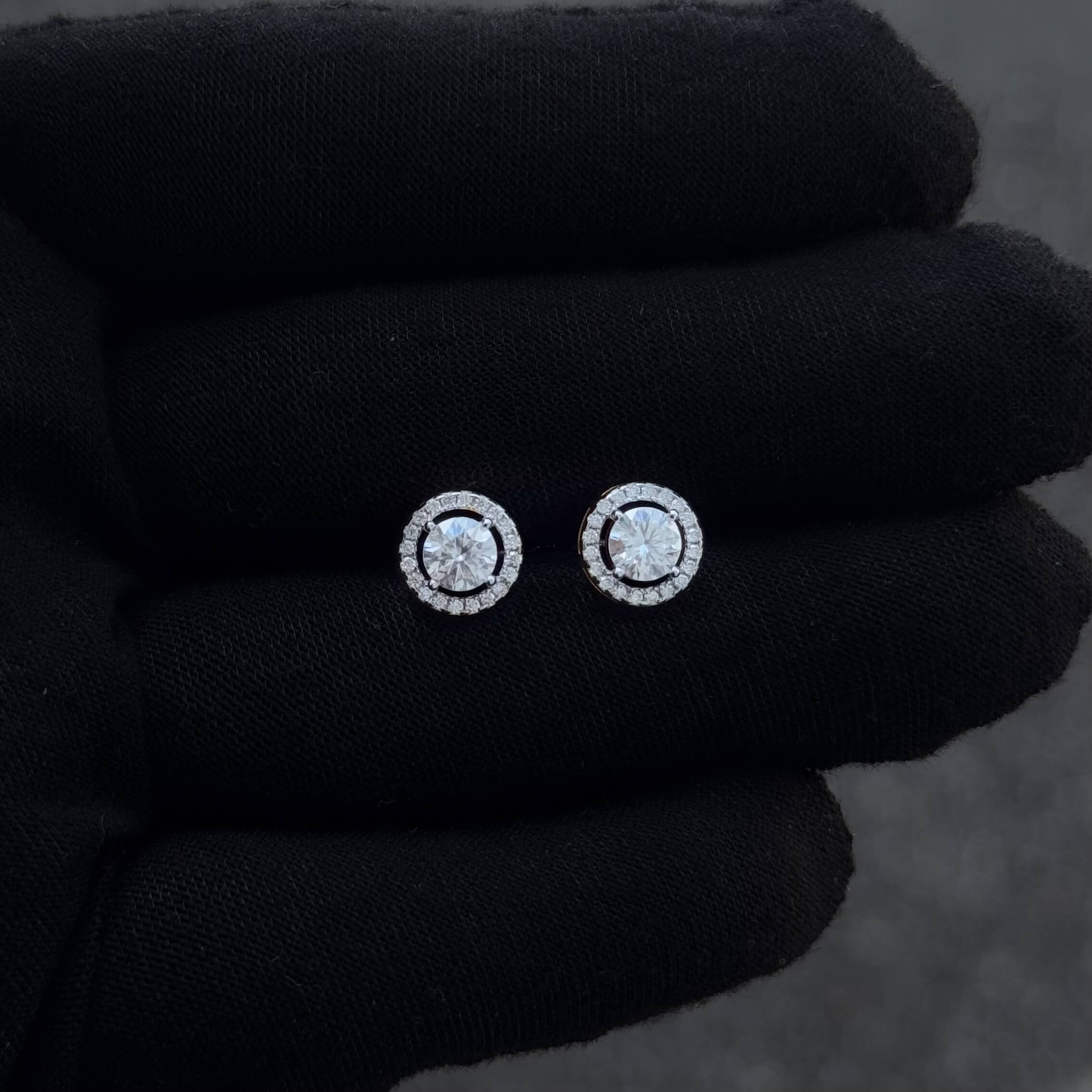 8mm Moissanite Cluster Earrings, 1.18ct Diamond Studs in Sterling Silver