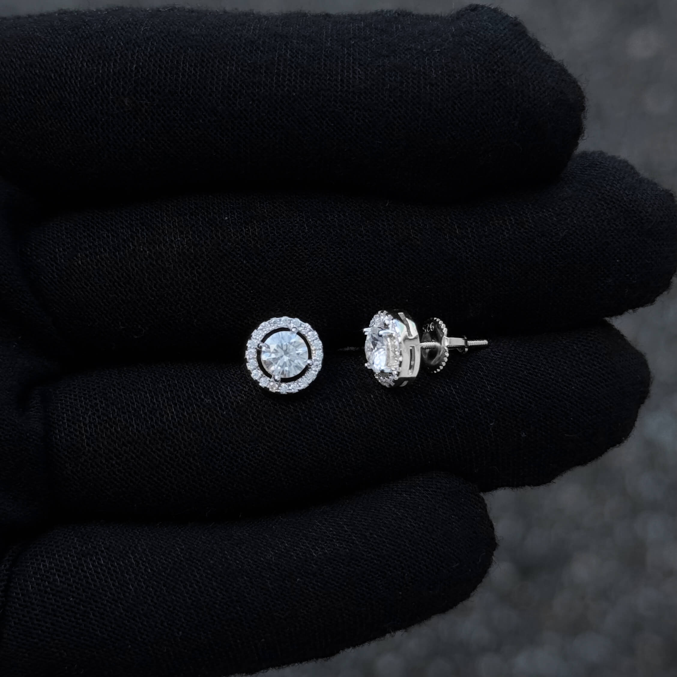 8mm Moissanite Cluster Earrings, 1.18ct Diamond Studs in Sterling Silver