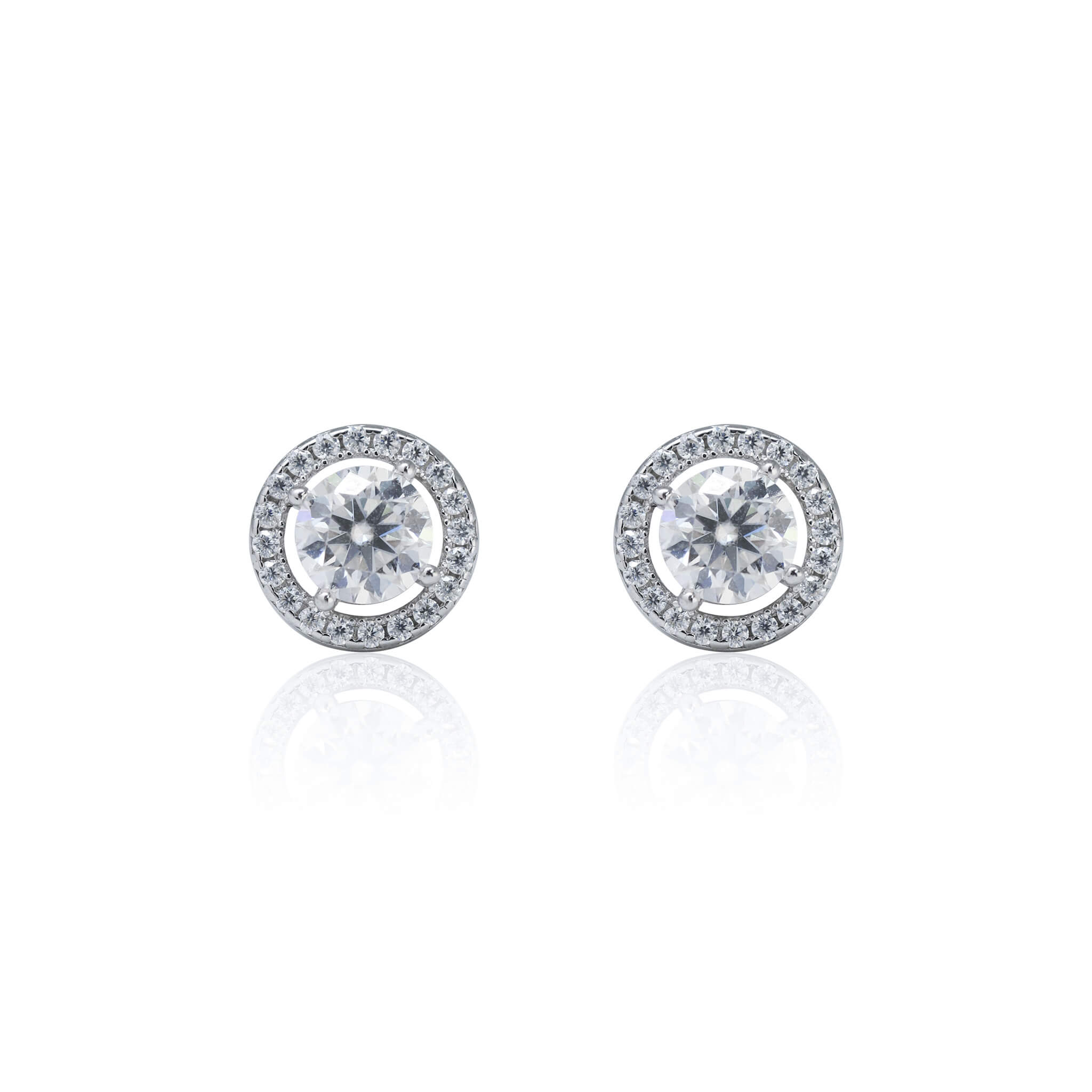 8mm Moissanite Cluster Earrings, 1.18ct Diamond Studs in Sterling Silver