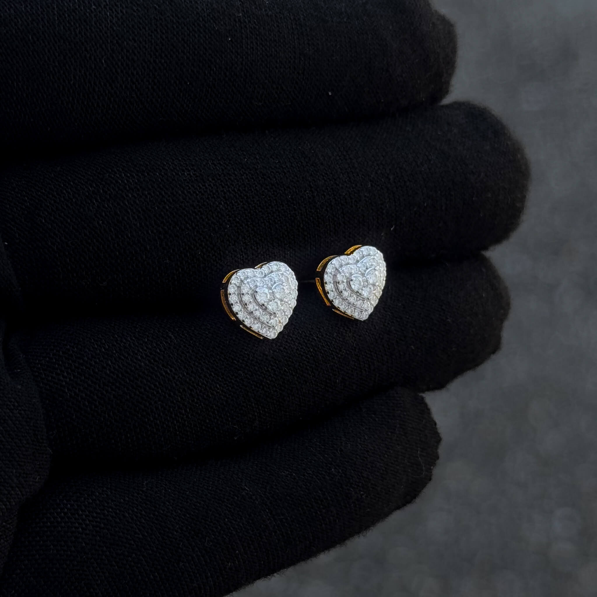9mm Heart Moissanite Cluster Earrings, 0.48ct Diamond Studs in Sterling Silver