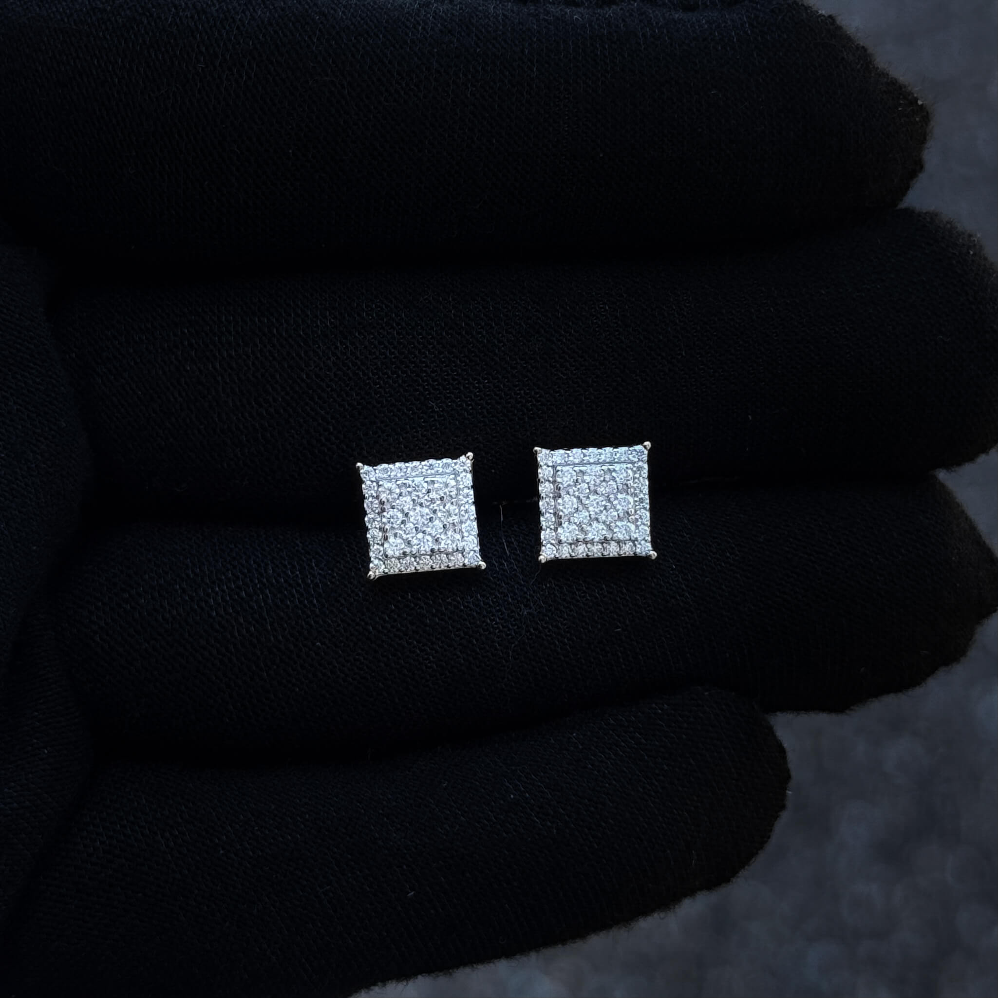 9mm Moissanite Cluster Earrings, 0.54ct Diamond Studs in Sterling Silver