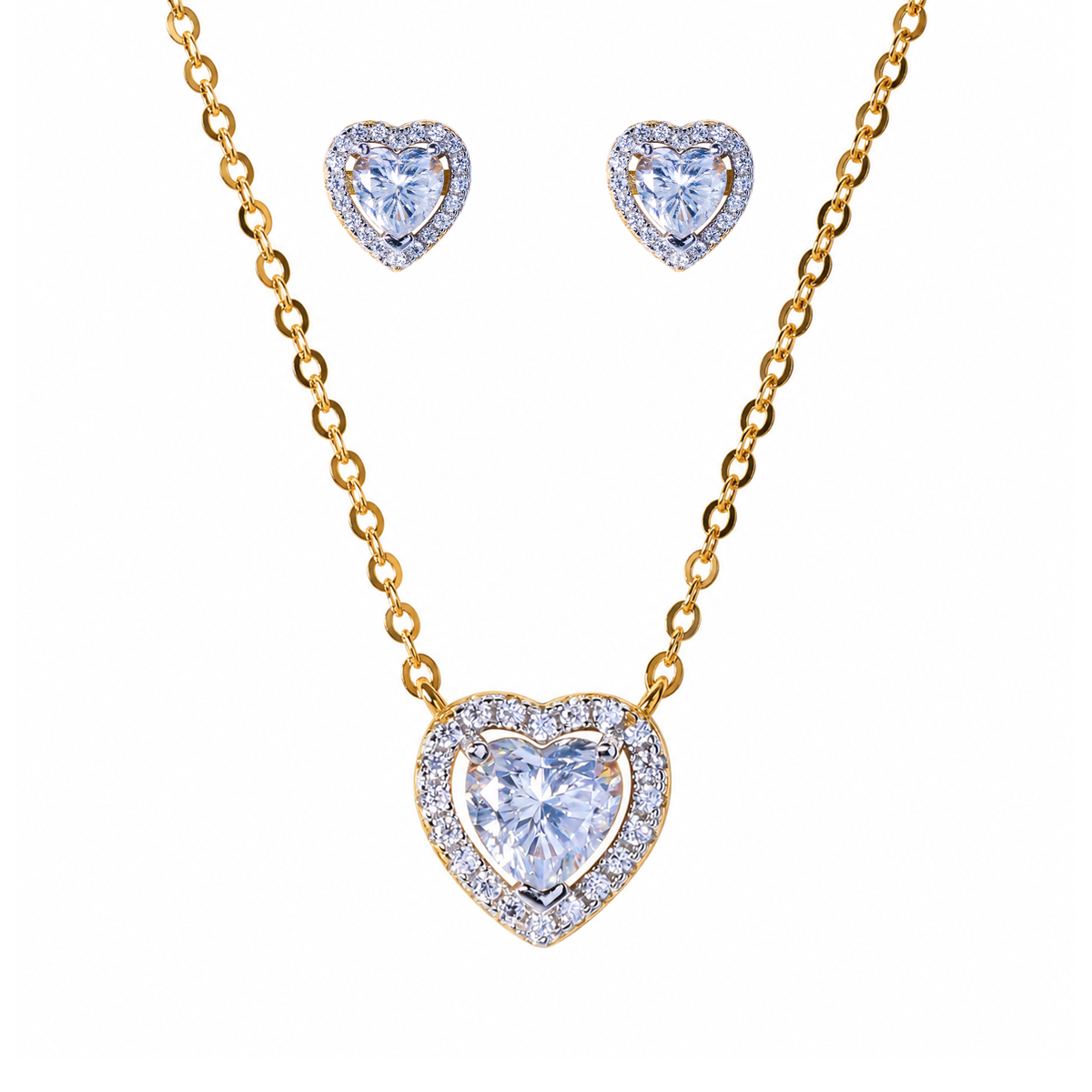 8.7mm Moissanite Earrings with Matching 45cm Chain in Premium Sterling Silver