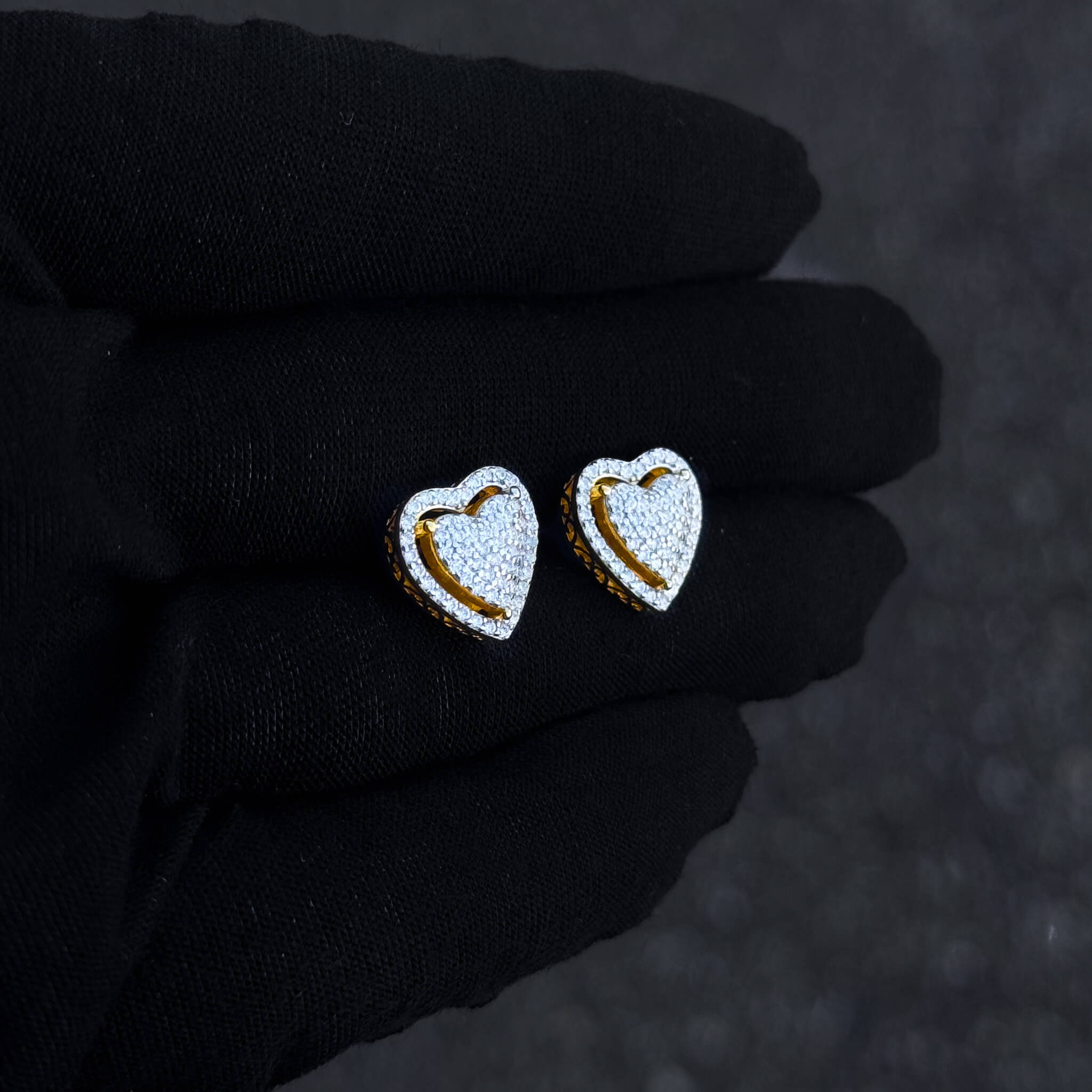 12mm Heart Moissanite Cluster Earrings, 0.82ct Diamond Studs in Sterling Silver