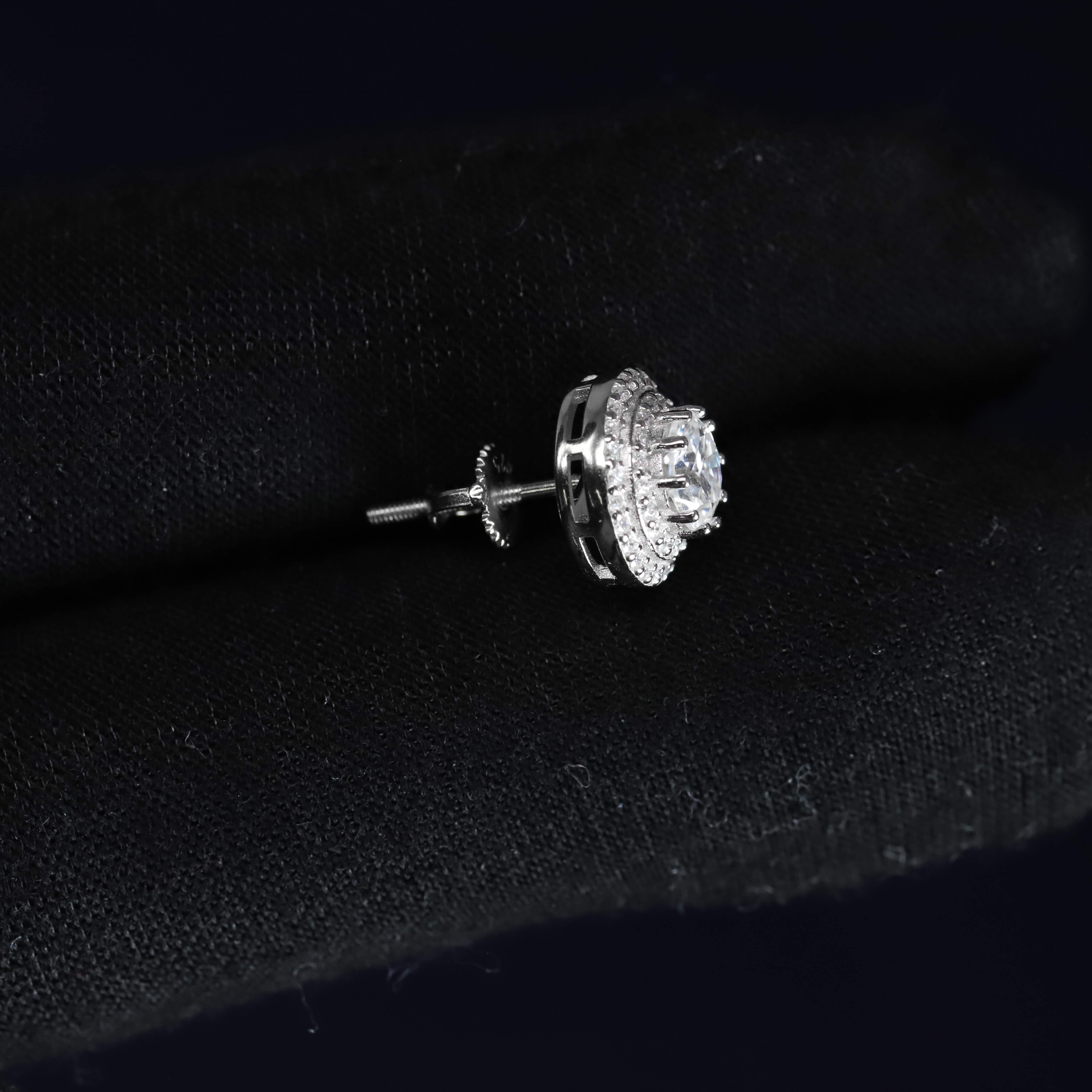 10mm Moissanite Halo Earrings in Premium Sterling Silver