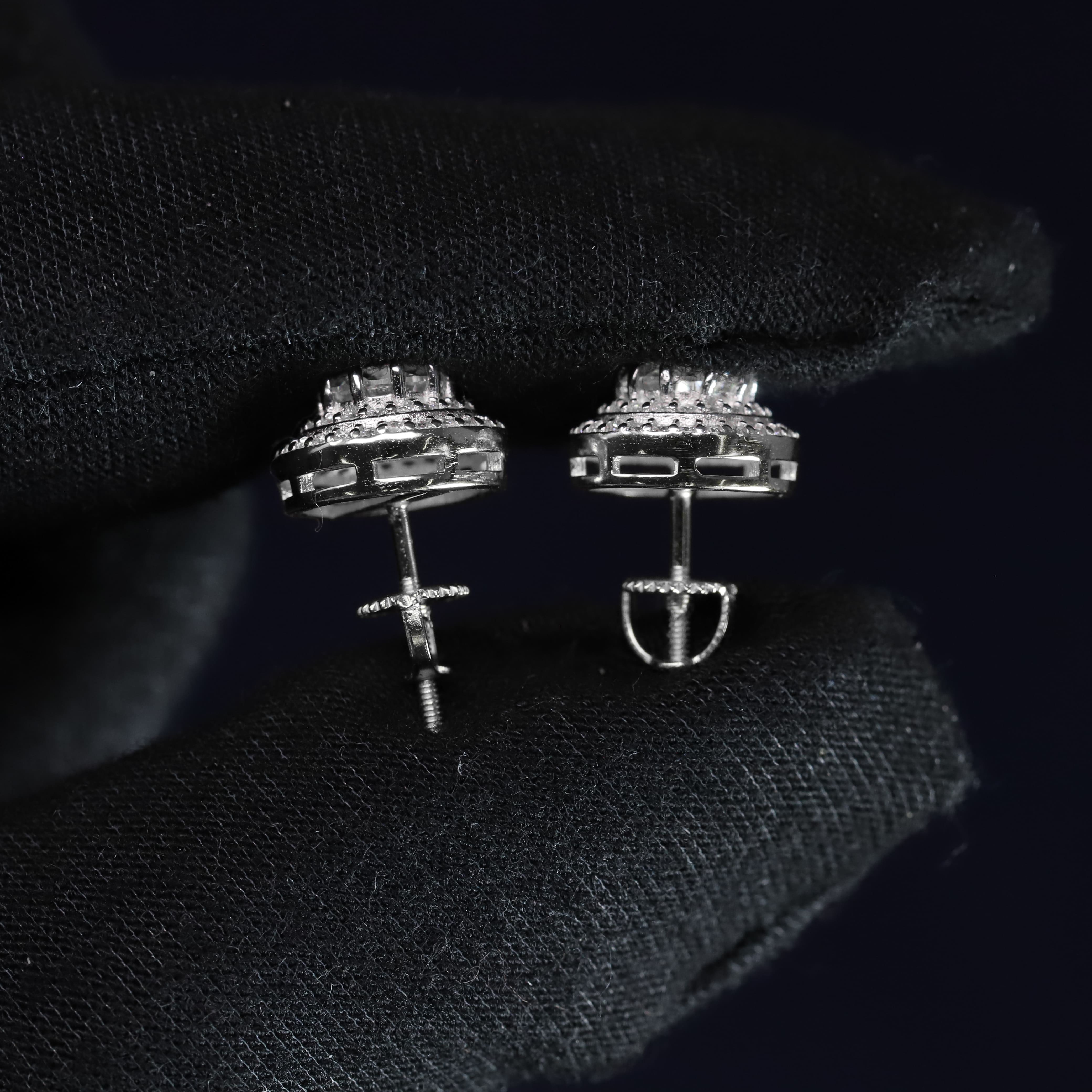 10mm Moissanite Halo Earrings in Premium Sterling Silver