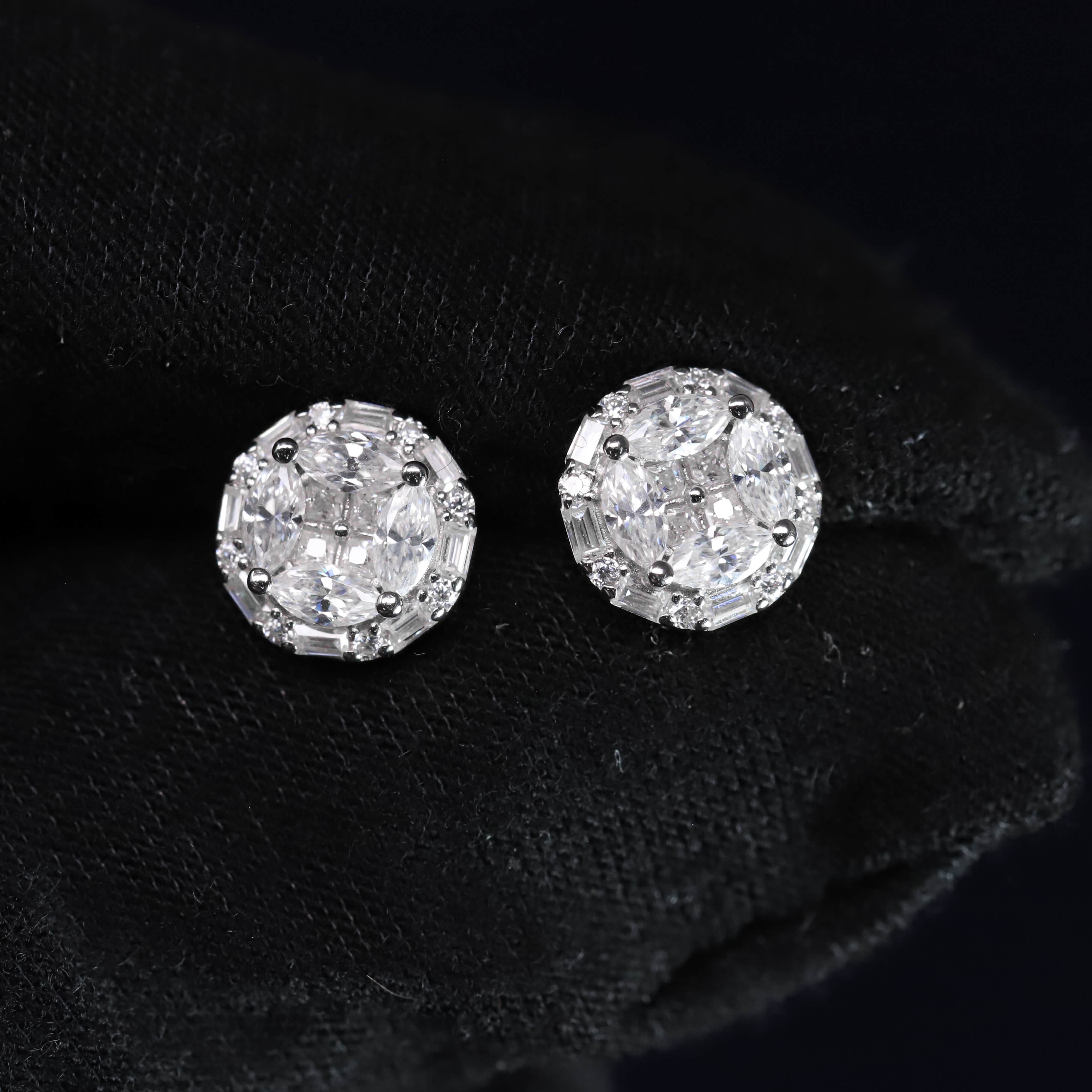 8mm Moissanite Cluster Earrings in Premium Sterling Silver