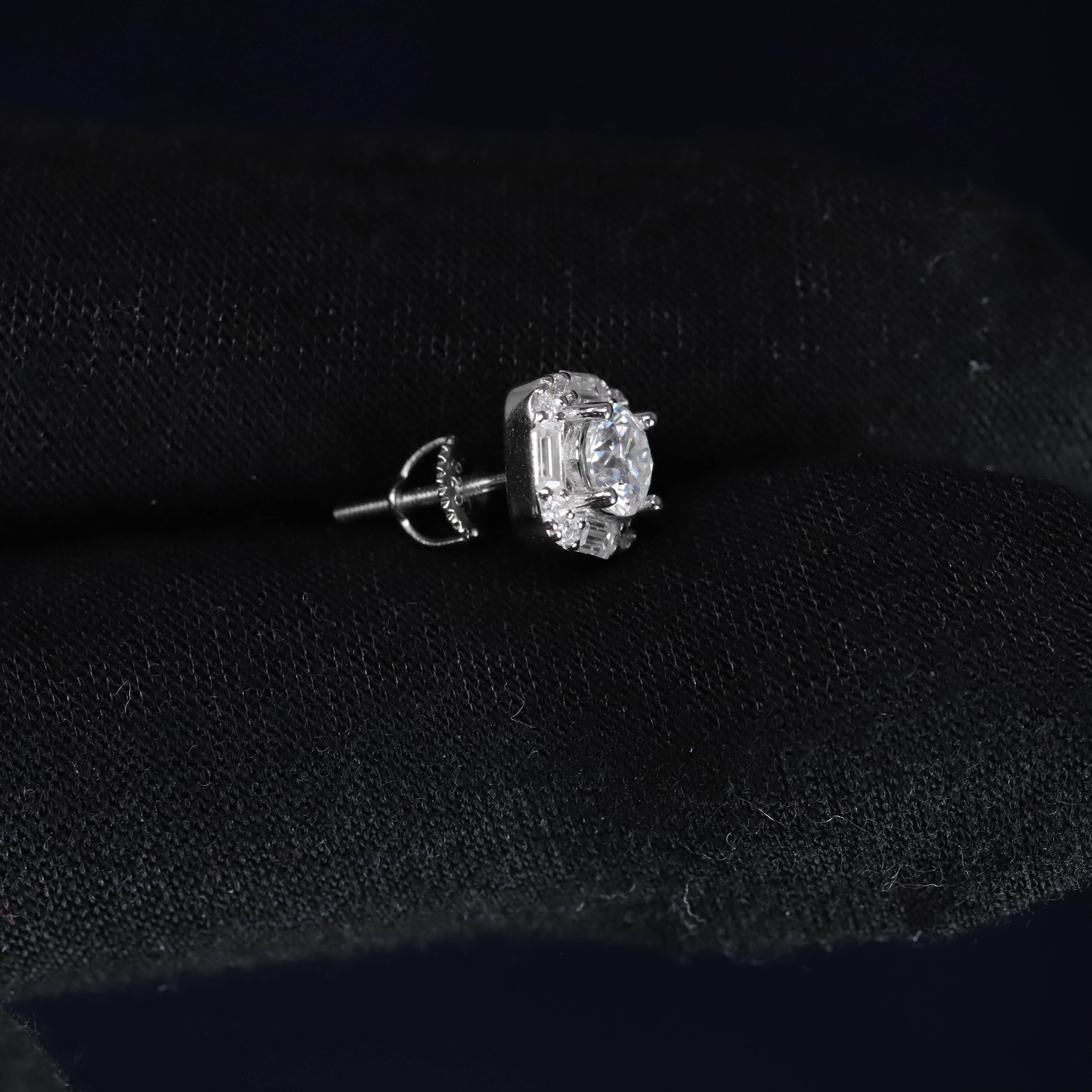 8mm Moissanite Cushion-Halo Earrings in Premium Sterling Silver