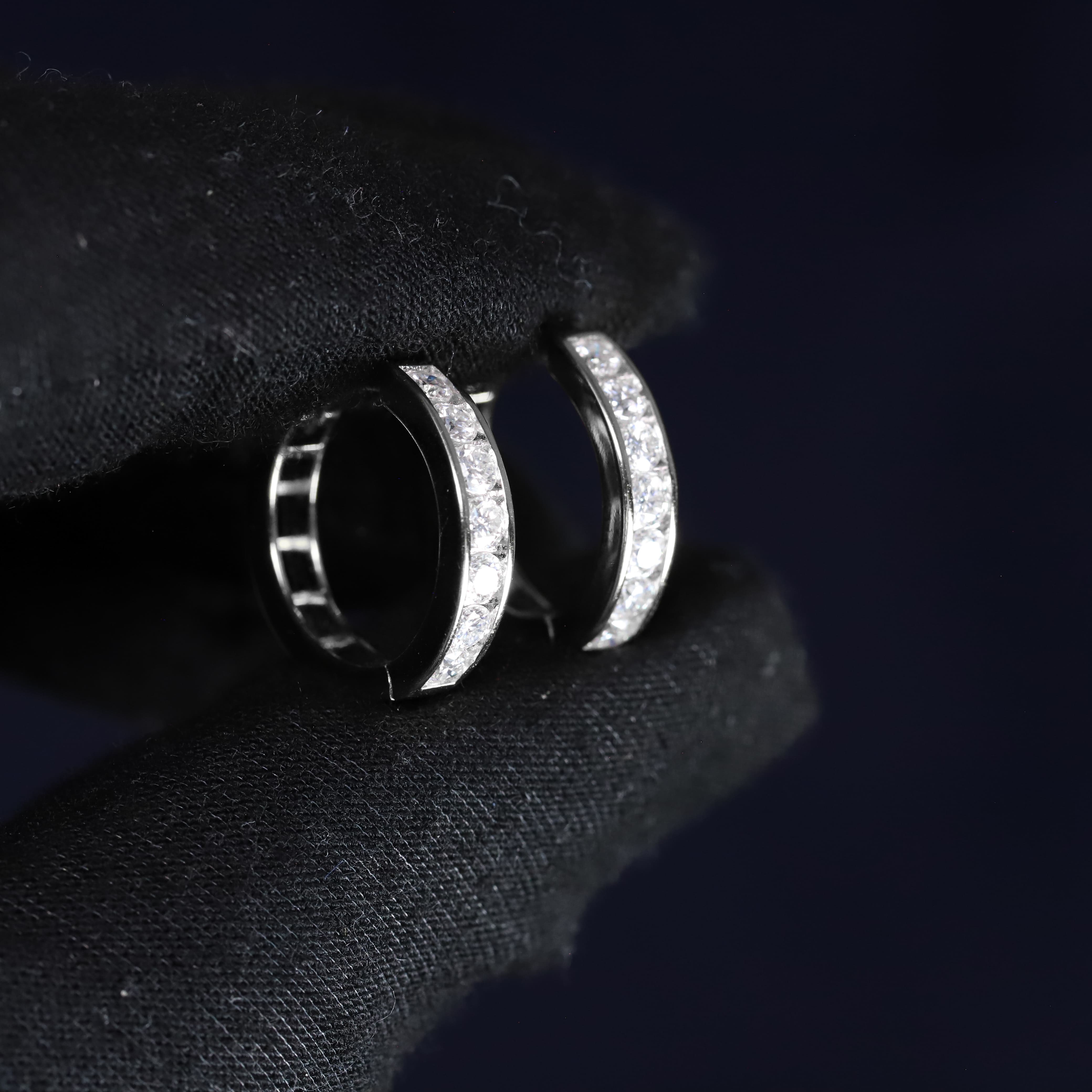 17mm Moissanite Huggie Hoop Earrings in Premium Sterling Silver