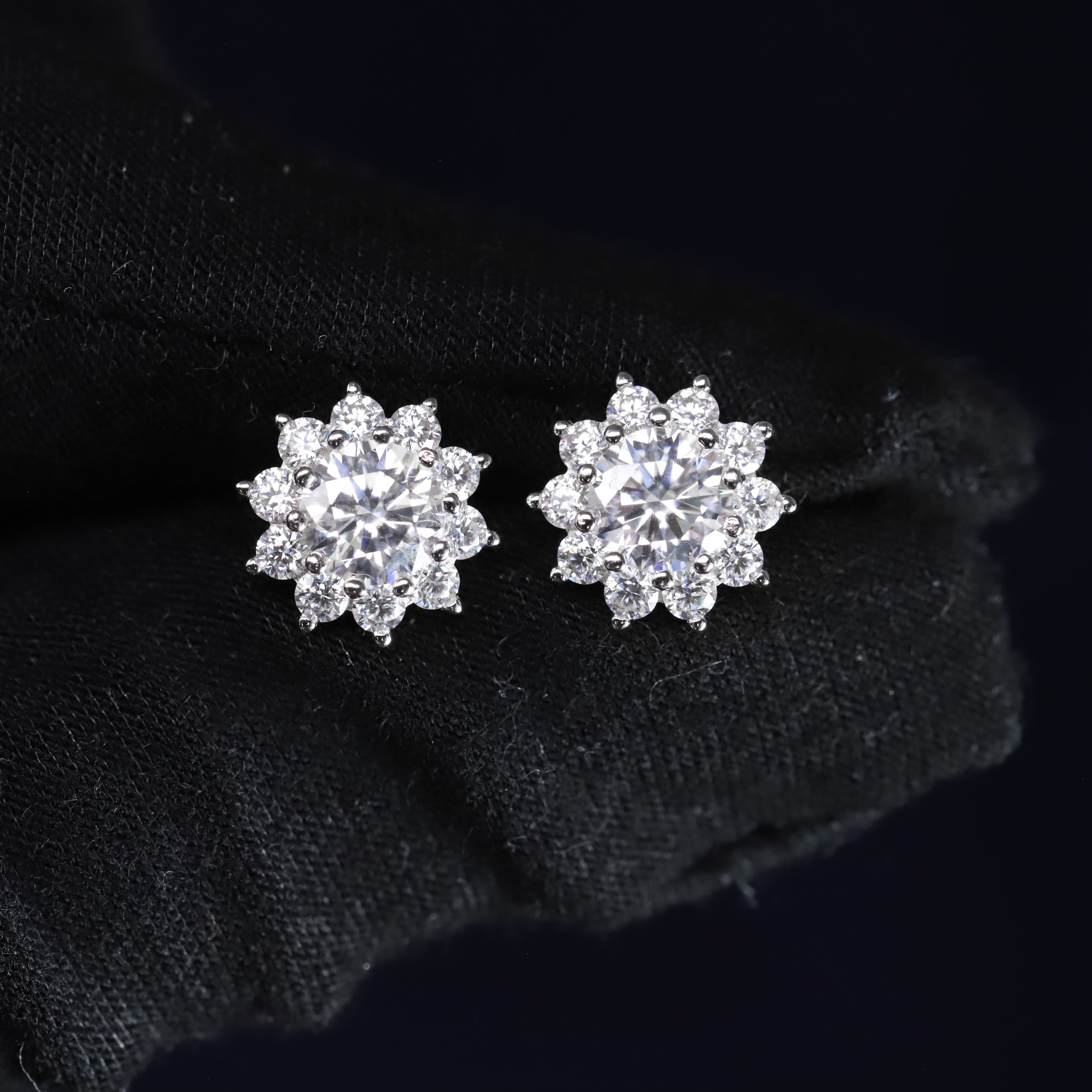 11mm Moissanite Flower Earrings in Premium Sterling Silver