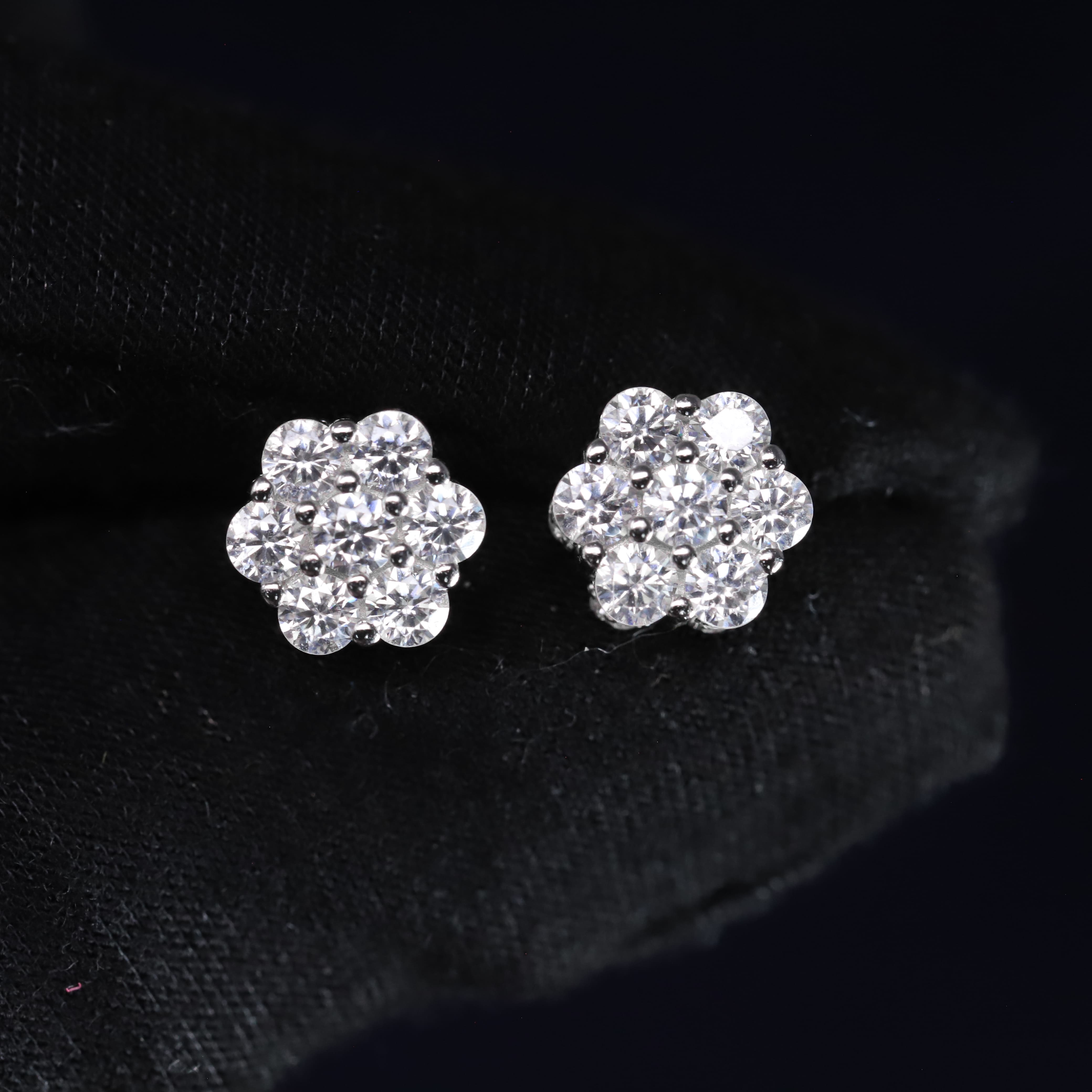9.5mm Moissanite Floral Earrings in Premium Sterling Silver