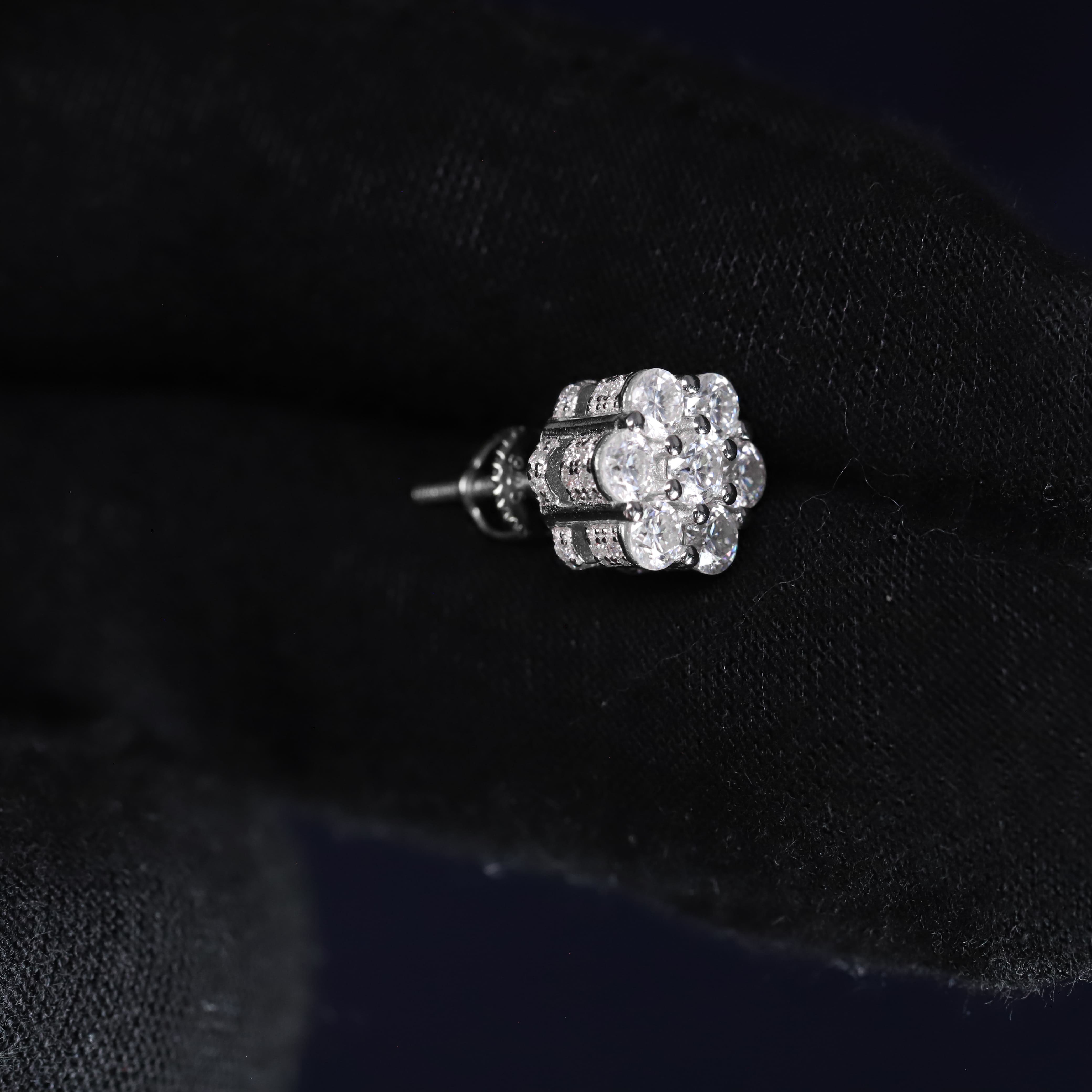 9.5mm Moissanite Floral Earrings in Premium Sterling Silver
