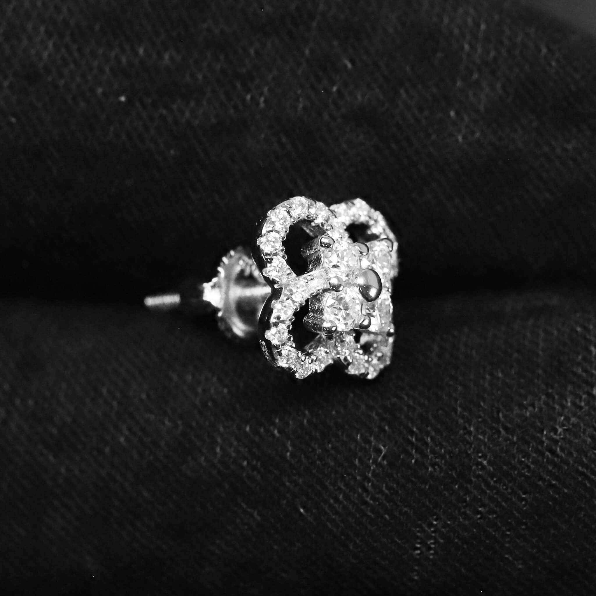 10mm Moissanite Clover Halo Earrings in Premium Sterling Silver