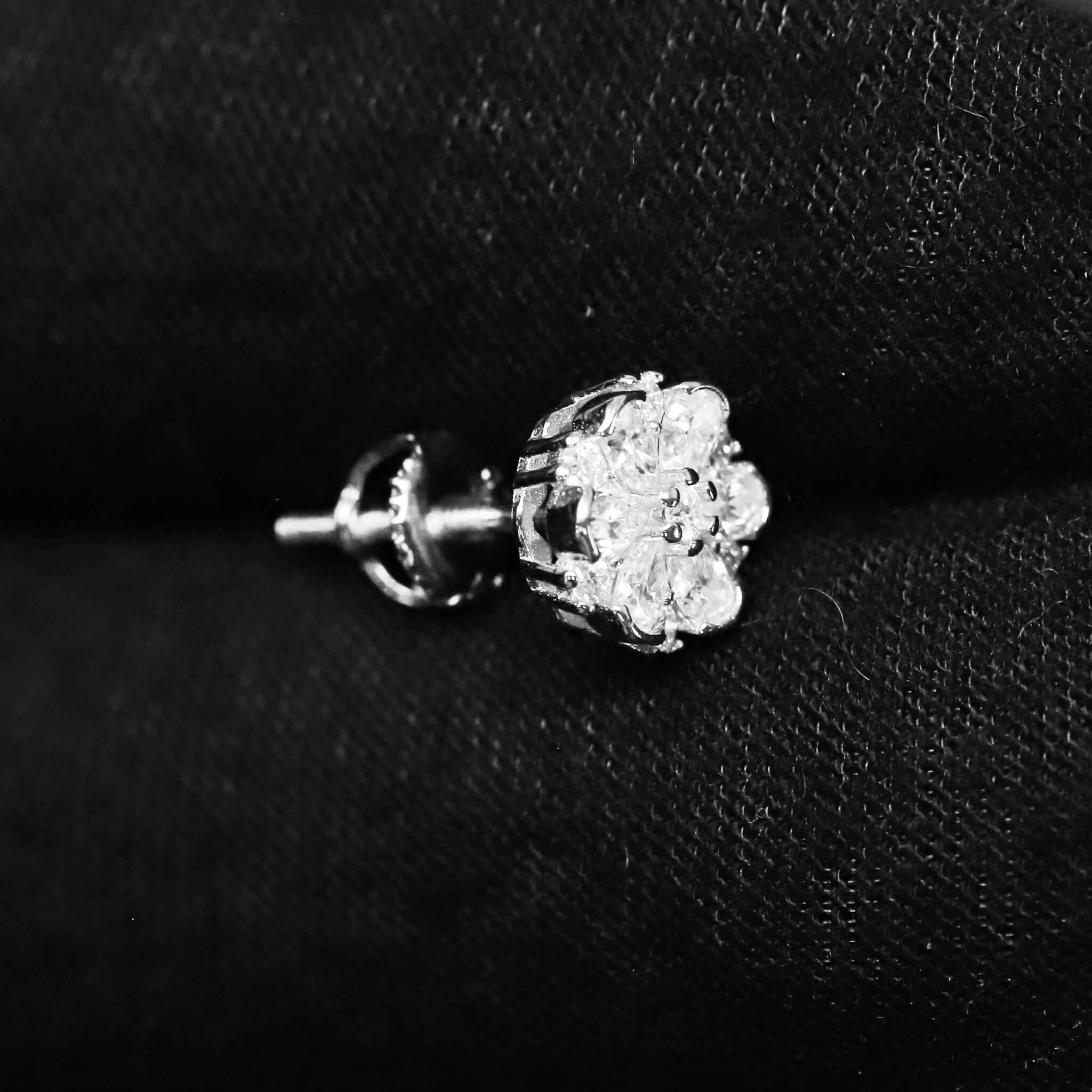7.5mm Moissanite Floral Cluster Earrings in Premium Sterling Silver