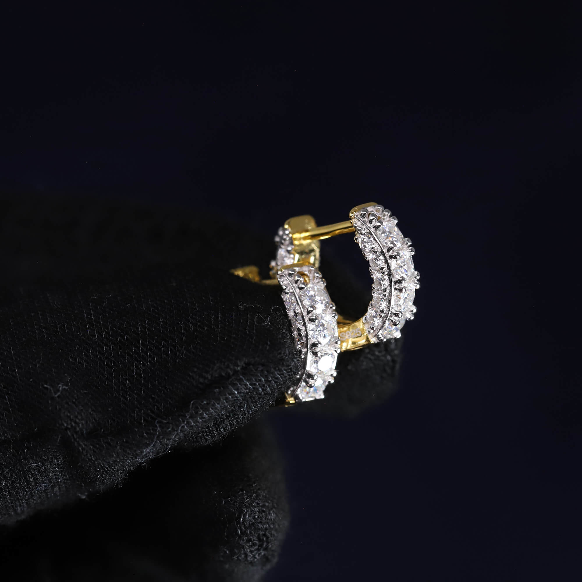 4mm Moissanite Pave Huggie Earrings in Premium Sterling Silver
