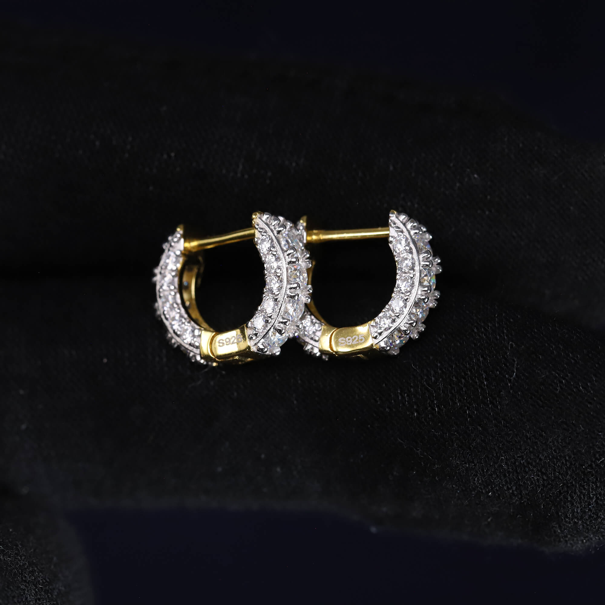 4mm Moissanite Pave Huggie Earrings in Premium Sterling Silver