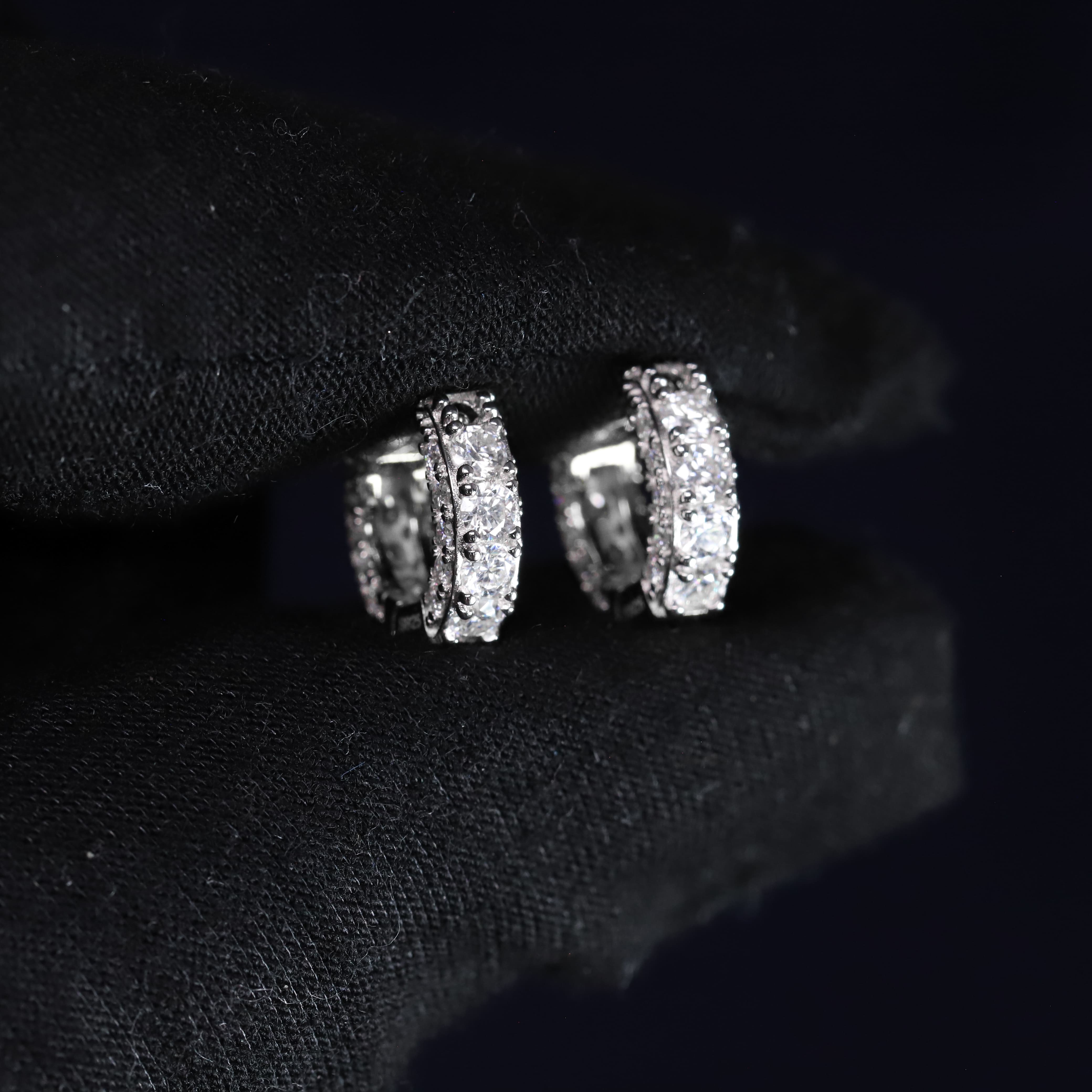 4mm Moissanite Pave Huggie Earrings in Premium Sterling Silver