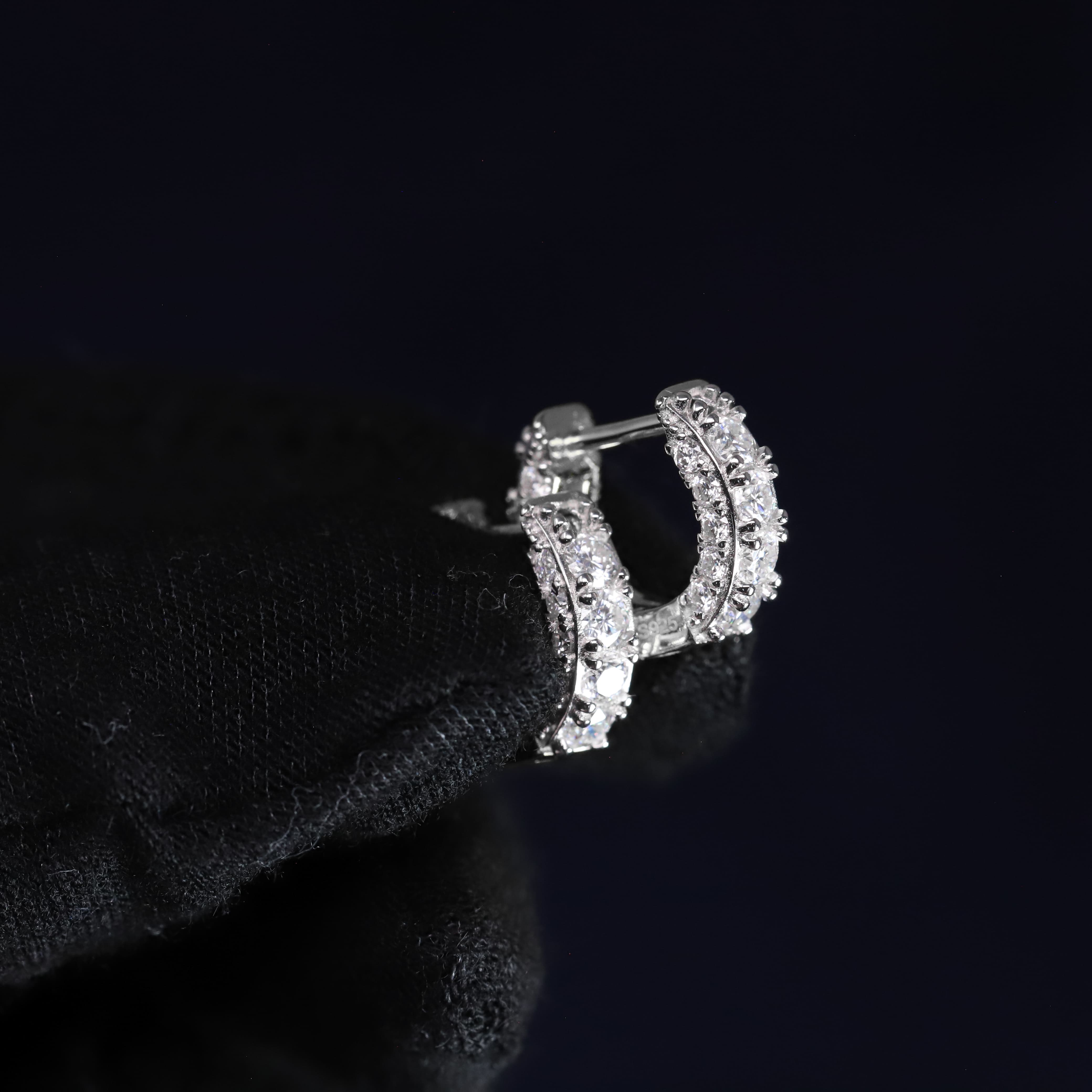 4mm Moissanite Pave Huggie Earrings in Premium Sterling Silver