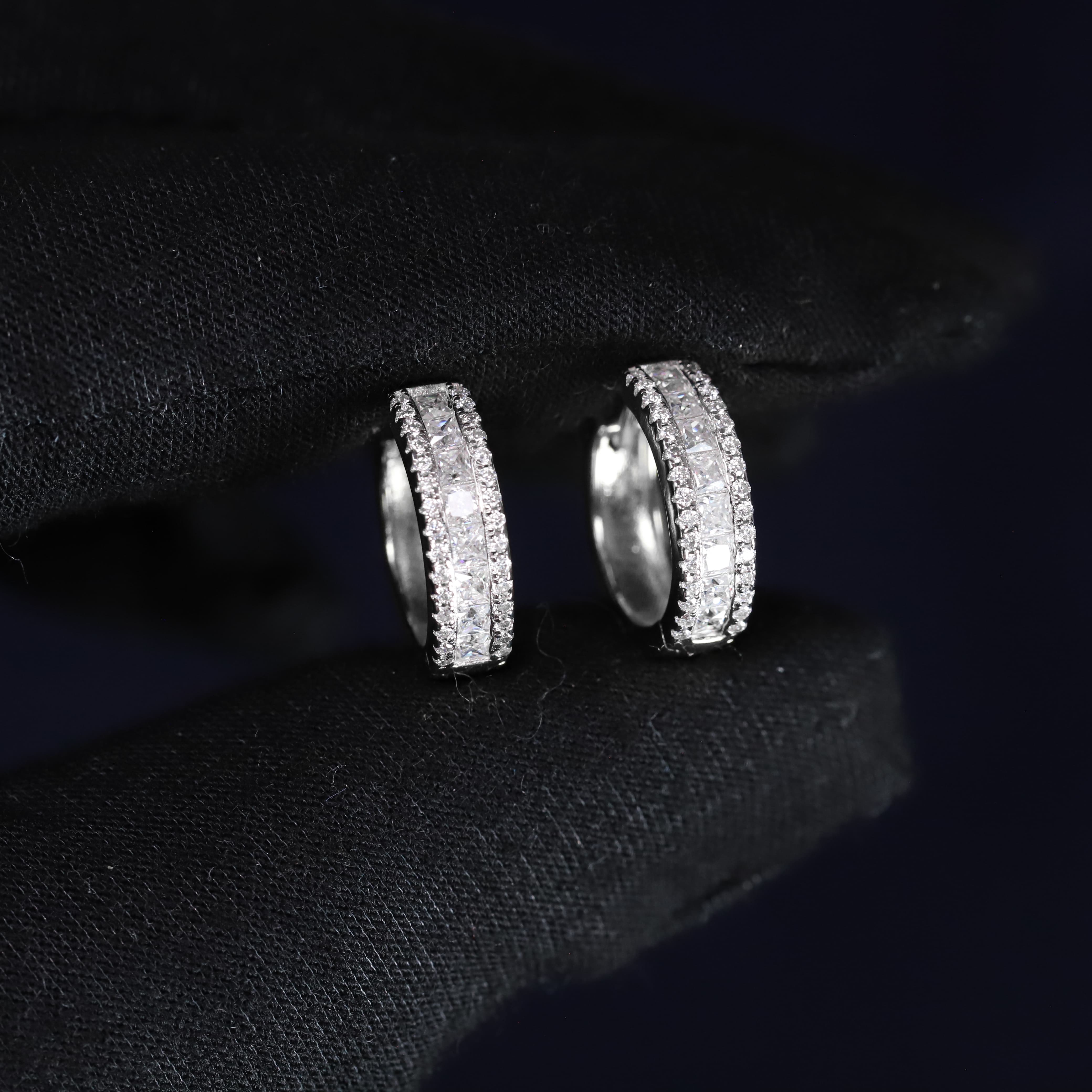 4mm Pave Moissanite Hoop Earrings in Premium Sterling Silver