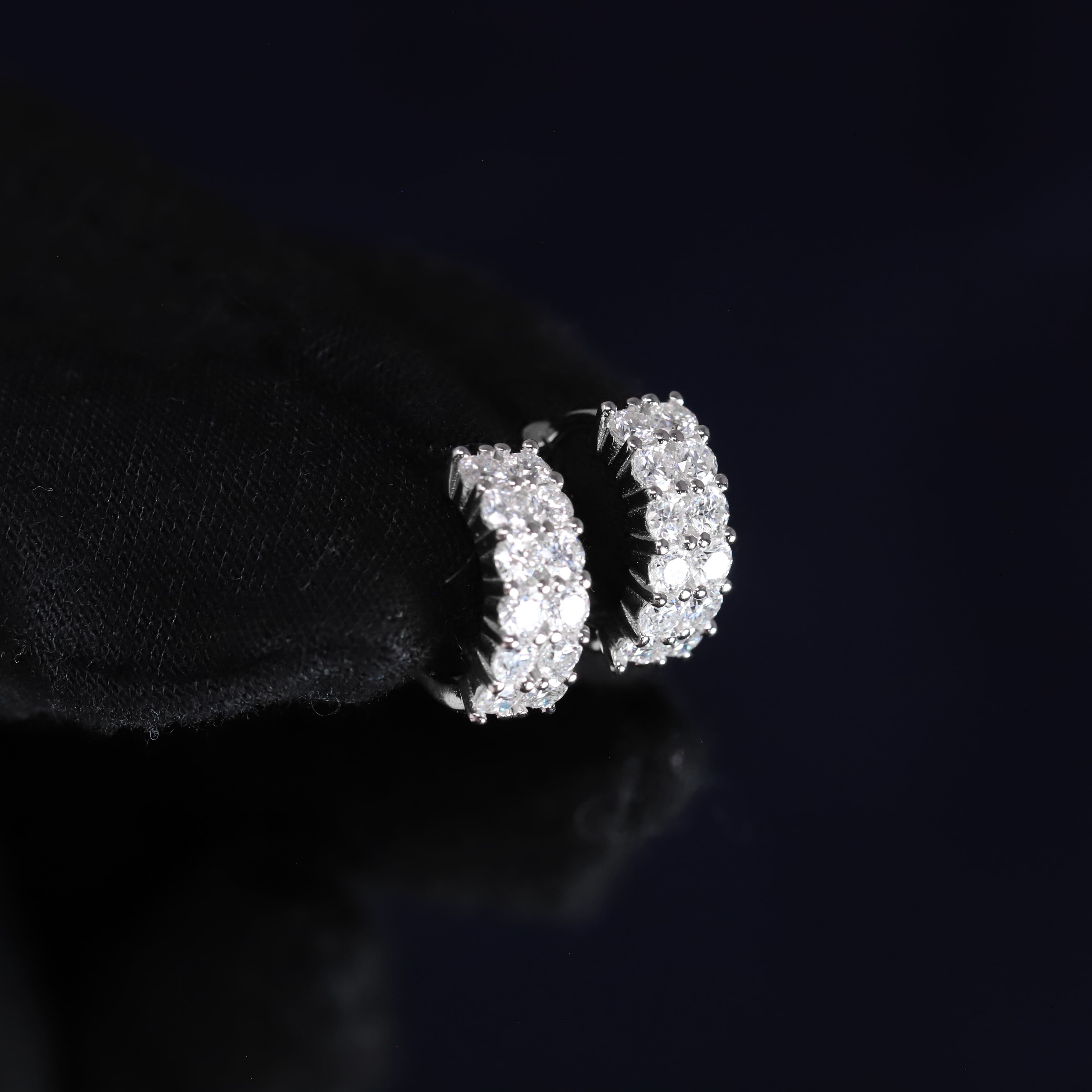 5mm Moissanite Pave Huggie Earrings in Premium Sterling Silver