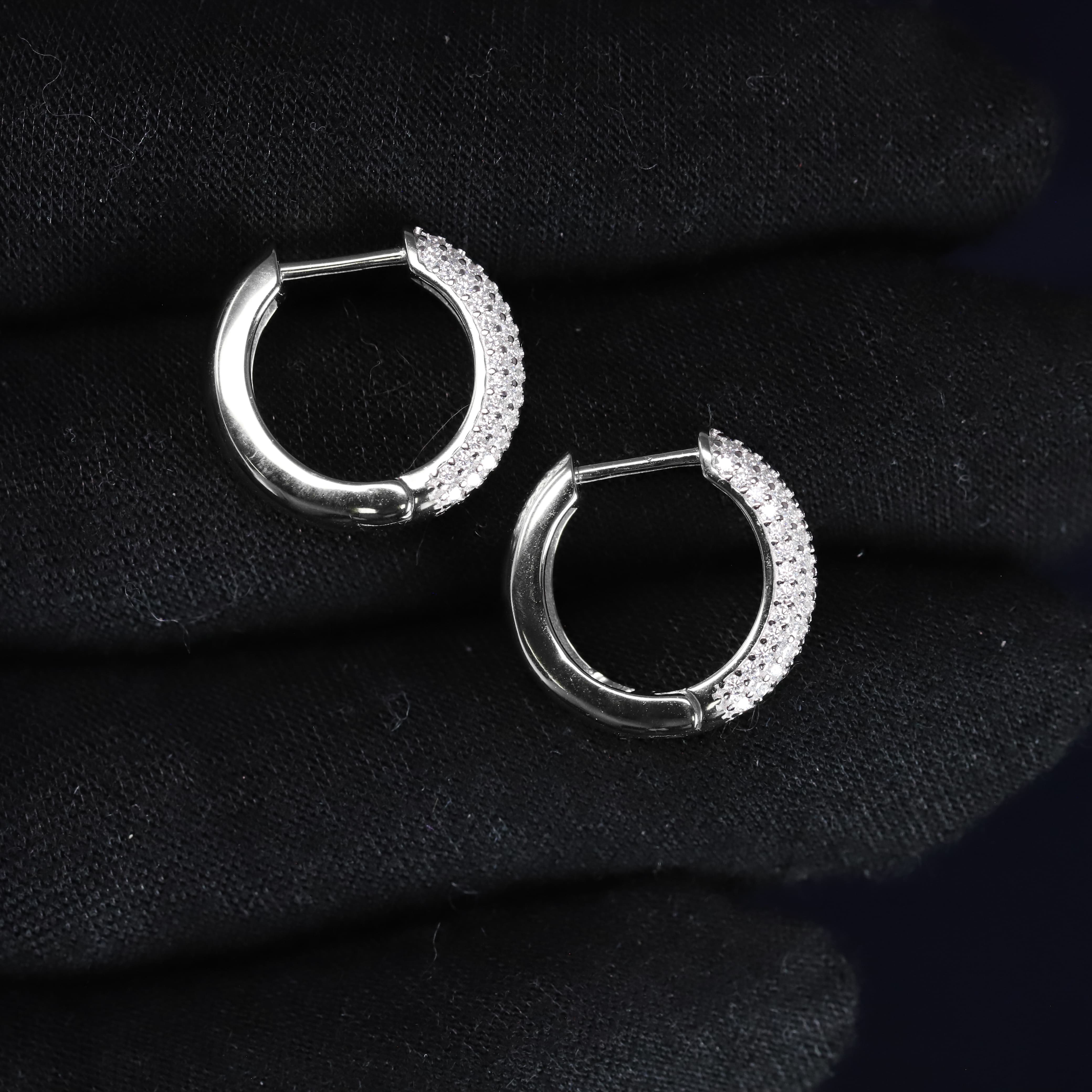 4mm Moissanite Pave Hoop Earrings in Premium Sterling Silver