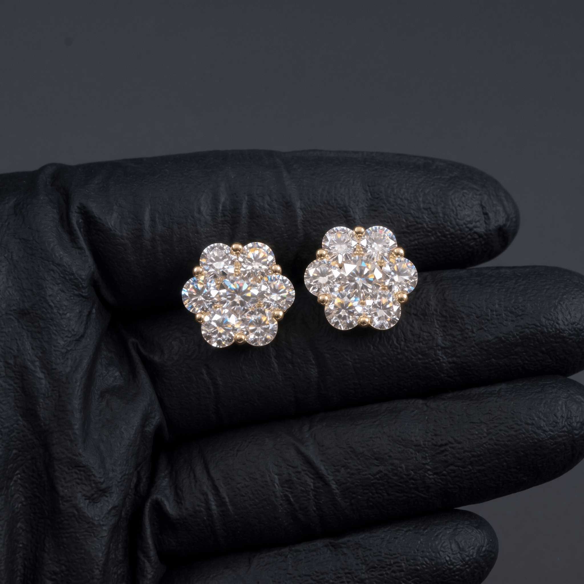 10.8mm Moissanite Round Cut Flower Stud Earrings in Premium Sterling Silver