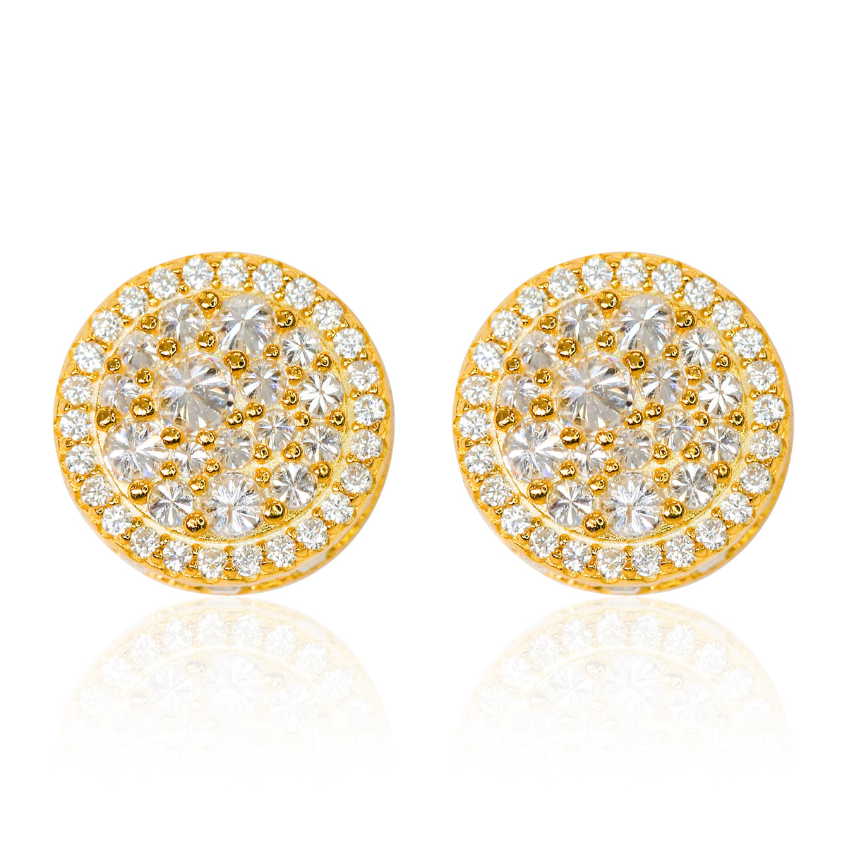 12mm Moissanite Round Cut Halo Stud Earrings in Premium Sterling Silver