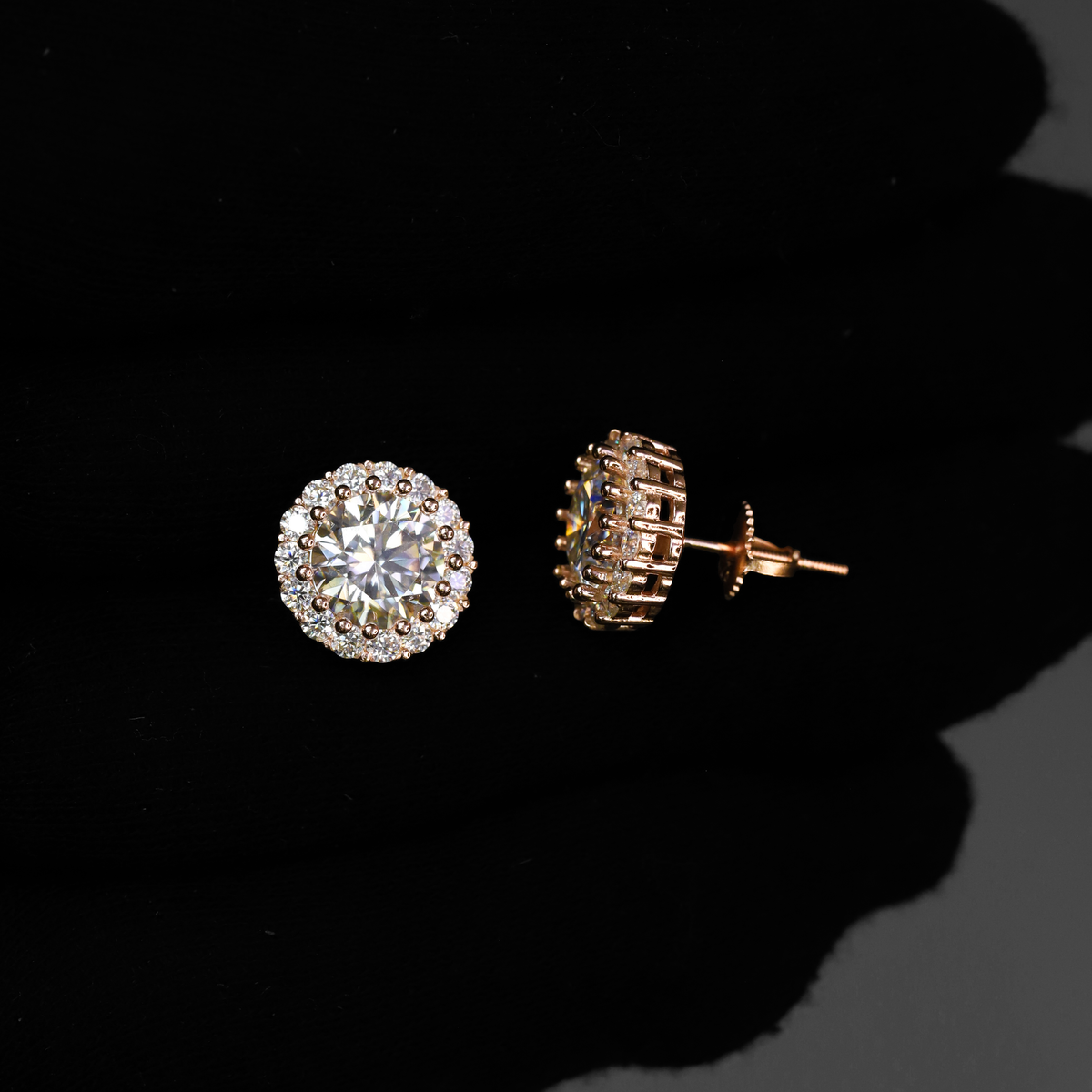 12mm Moissanite Jewelry Pair with 8mm Stones in Premium Sterling Silver