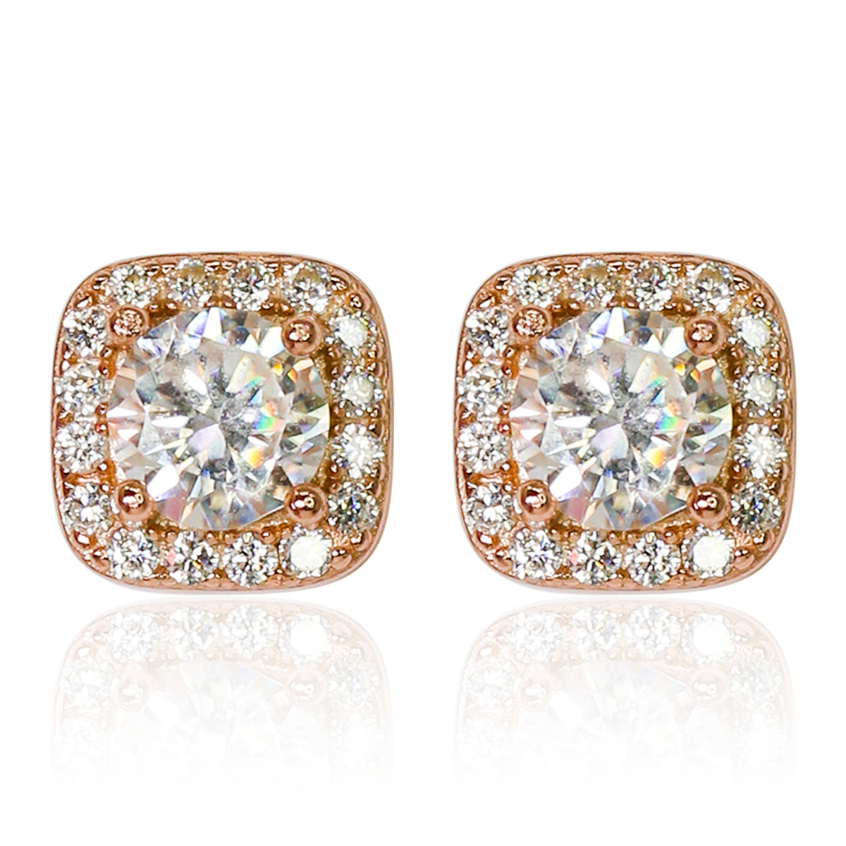 7mm Moissanite Cluster Earrings, 0.94CT Diamond Studs in Sterling Silver