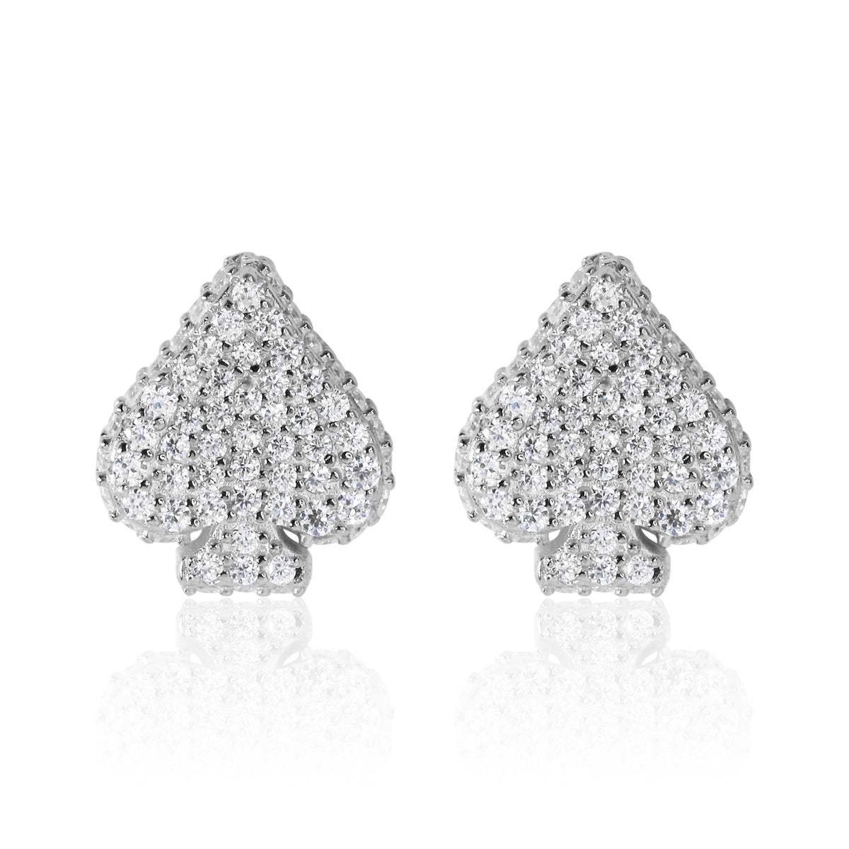 1mm Moissanite Heart Stud Earrings in Premium Sterling Silver