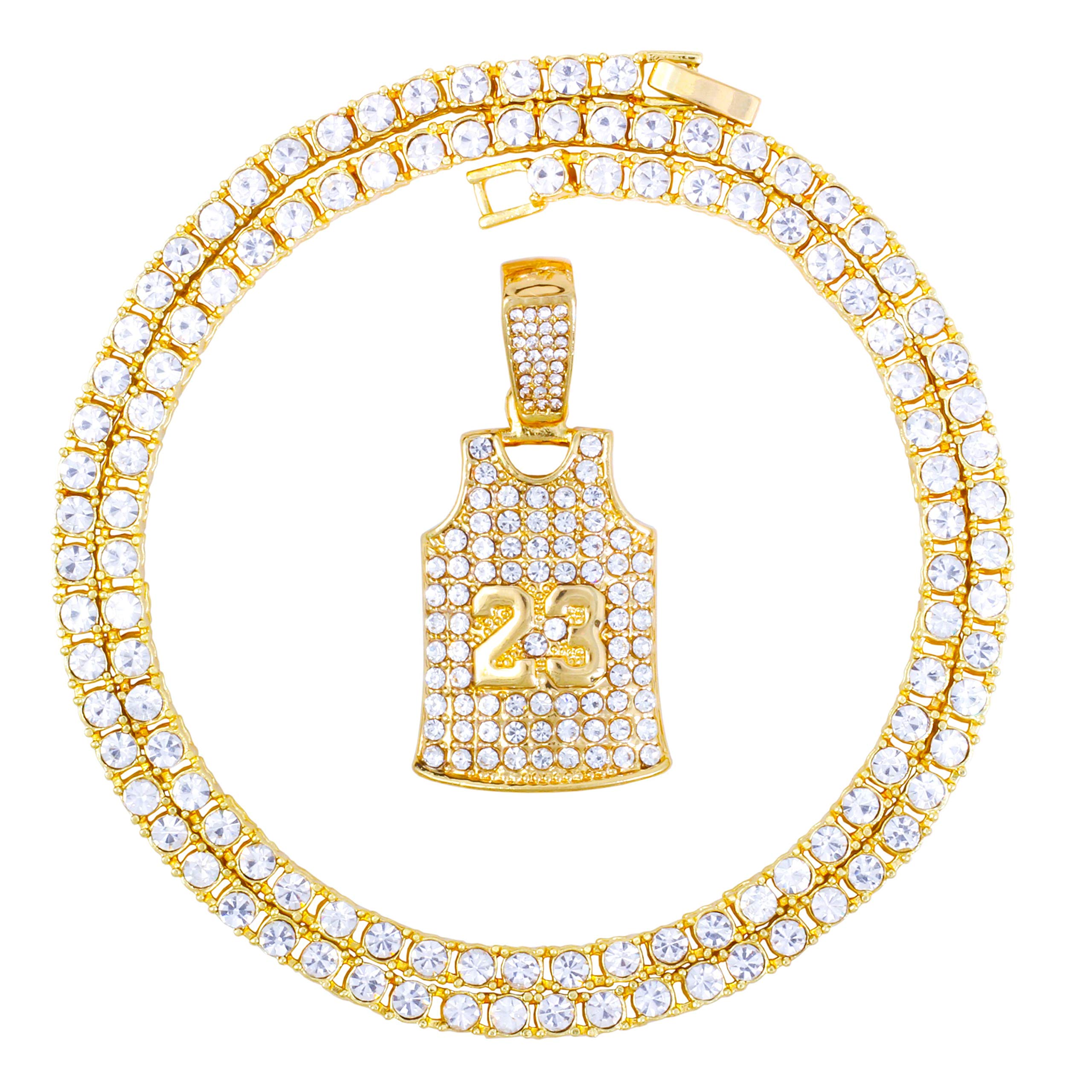 Iced Out Basketball Pendant Necklace with Tennis Chain – 20 Inches