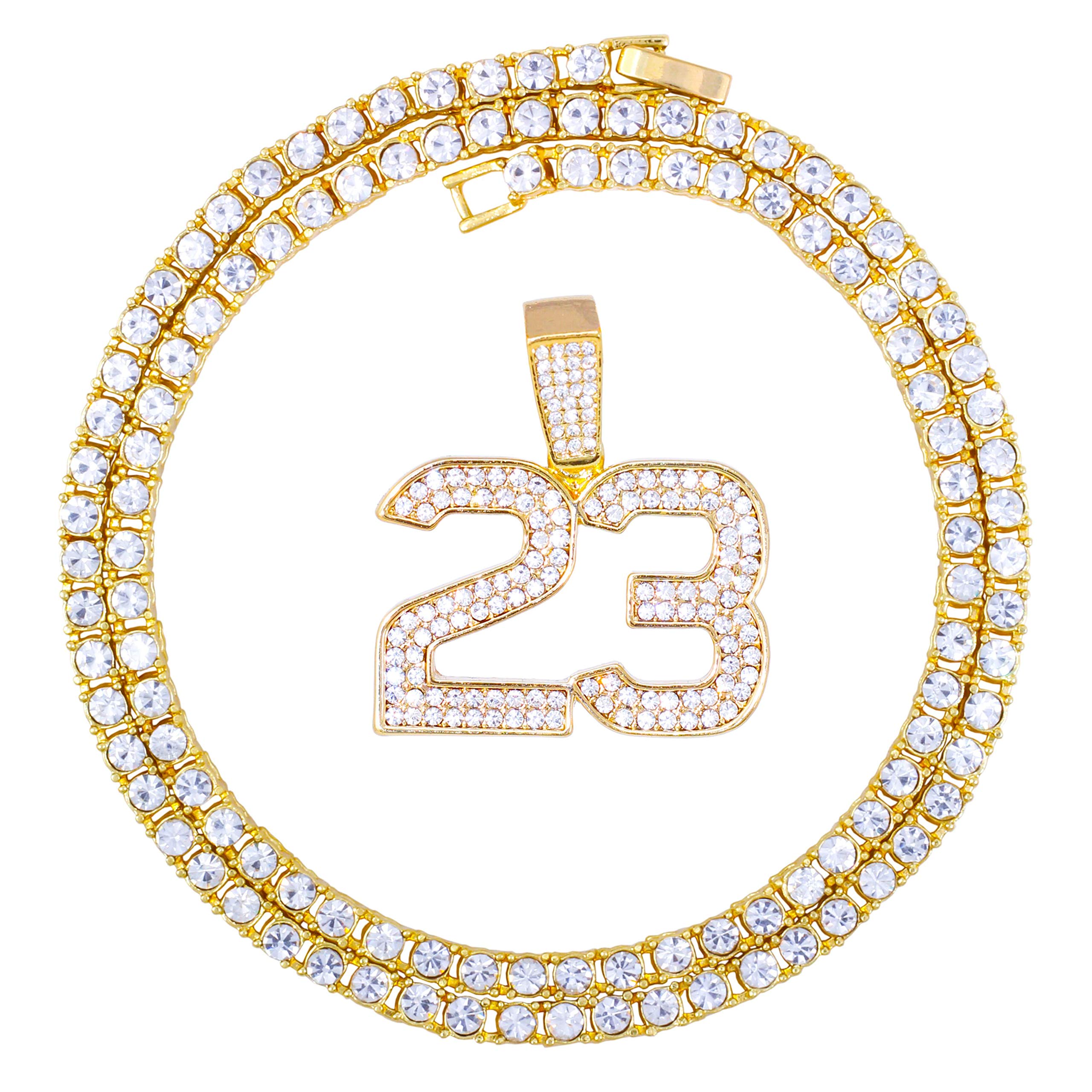 Iced Out Basketball Pendant Necklace with Tennis Chain – 20 Inches