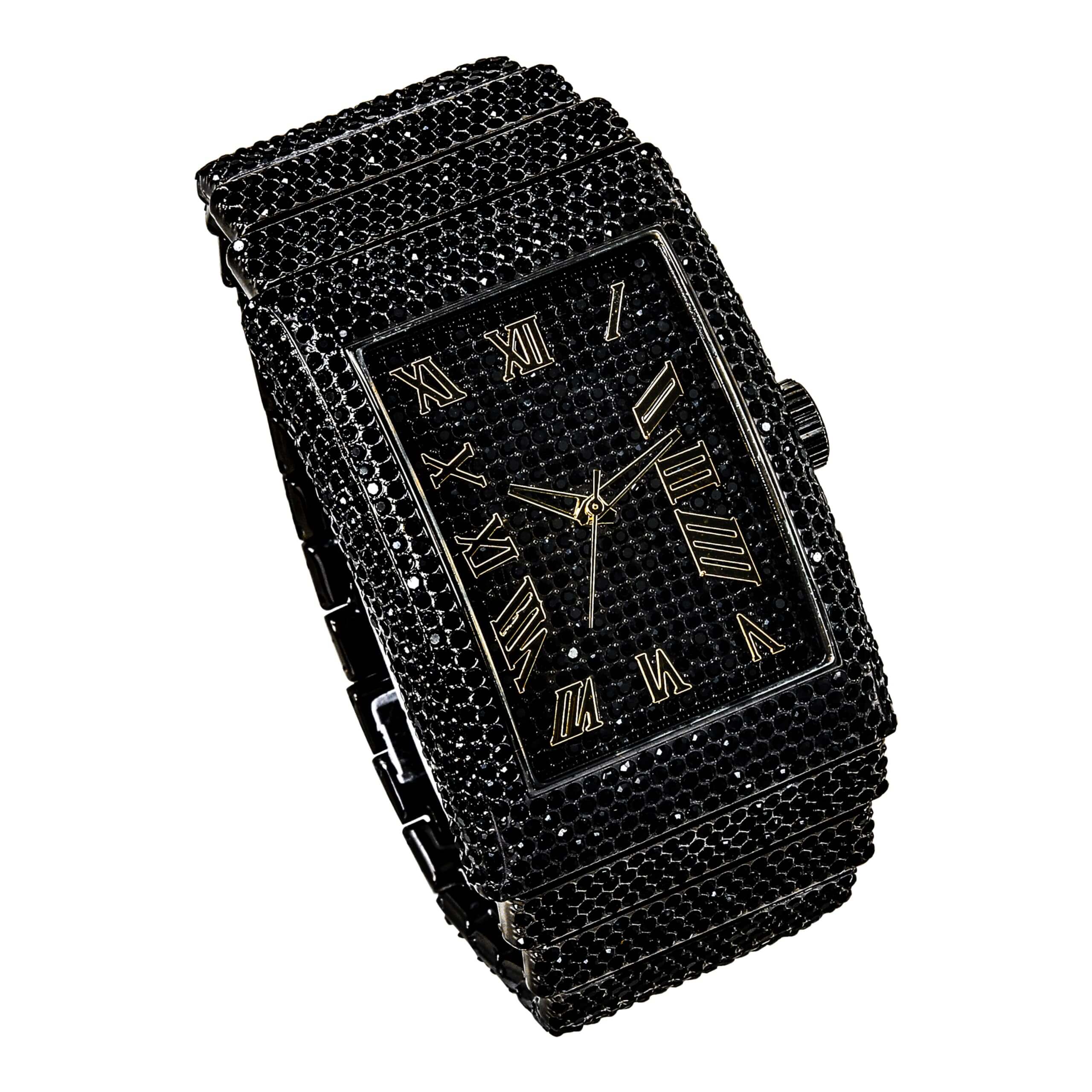 Men's 40mm Fully Iced Diamond Watch - Fully Iced Out Bezel & Band - Rectangle Timepiece