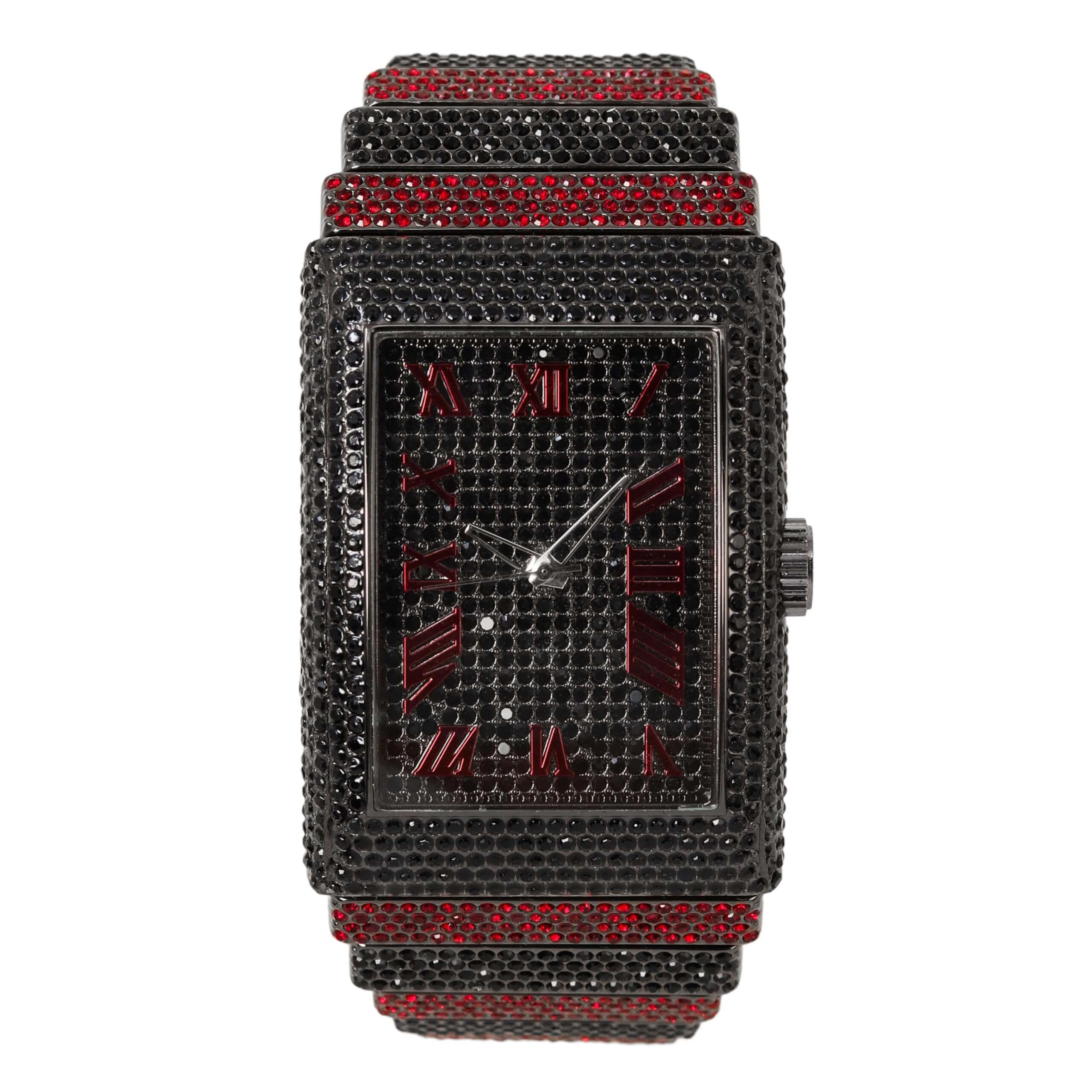 Men's 40mm Fully Iced Diamond Watch - Fully Iced Out Bezel & Band - Rectangle Timepiece